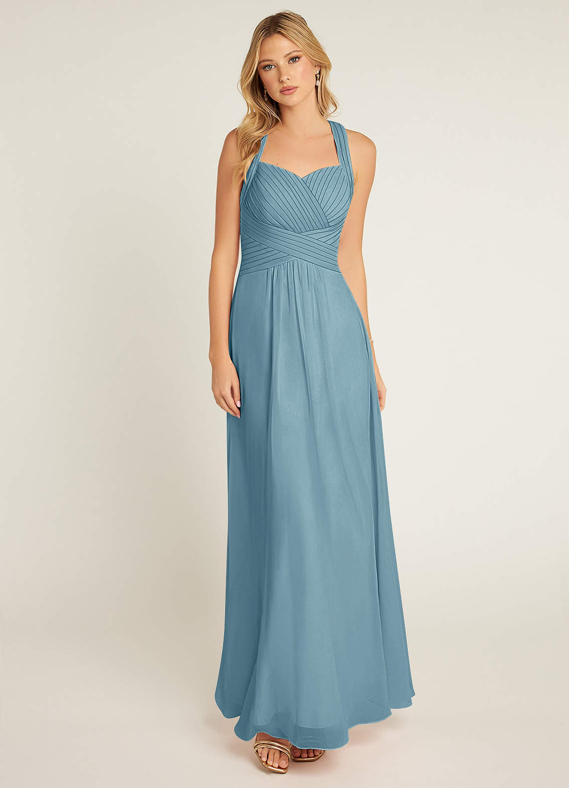 Azazie Claudia Bridesmaid Dresses Moody Blue A-Line Sweetheart Neckline Chiffon Dress image1