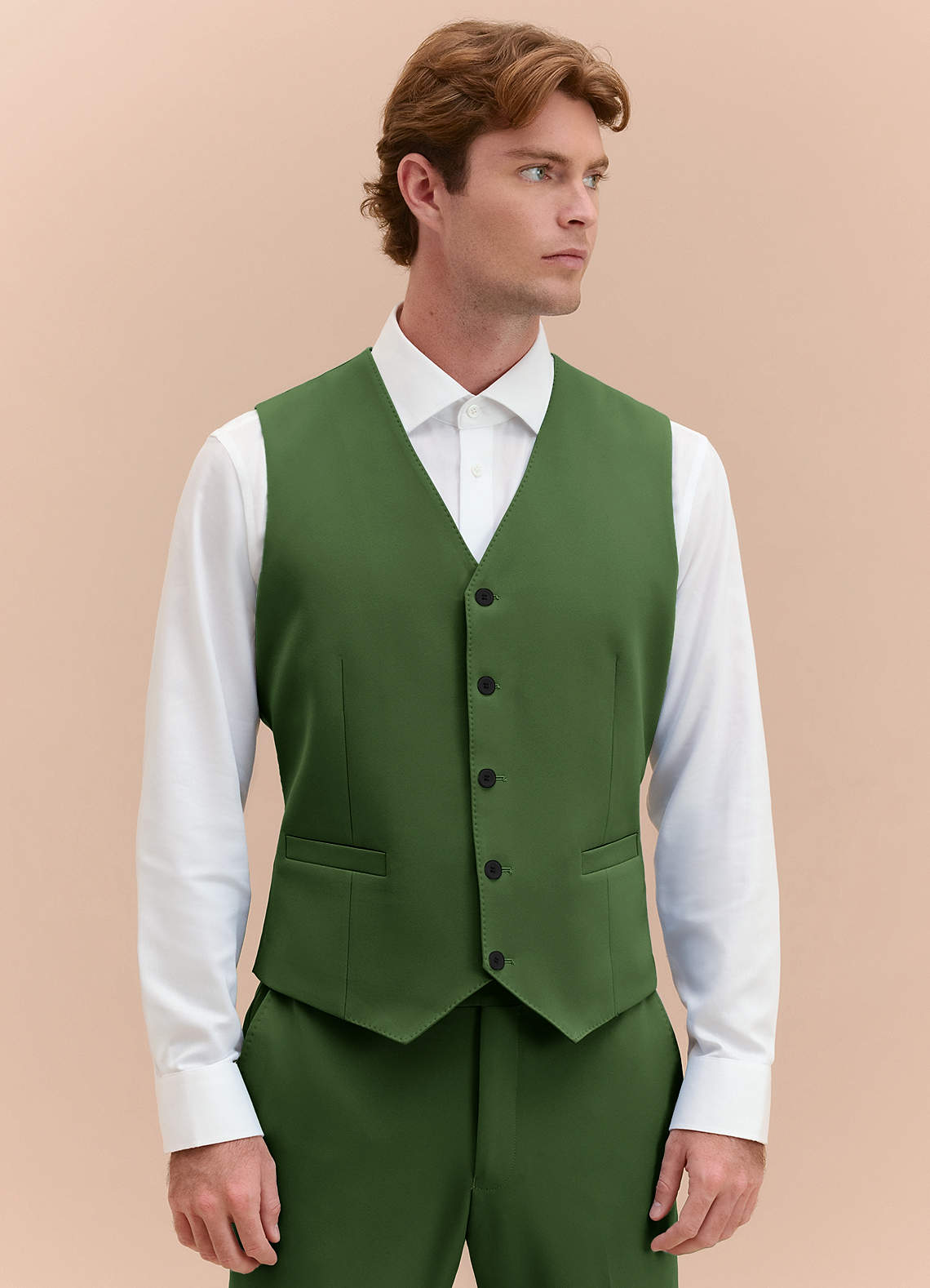  Men's Prime Vest / Light Olive【値下げ】 James Olive Structured Stretch Suit Vest | Slim Regular Suit Vests