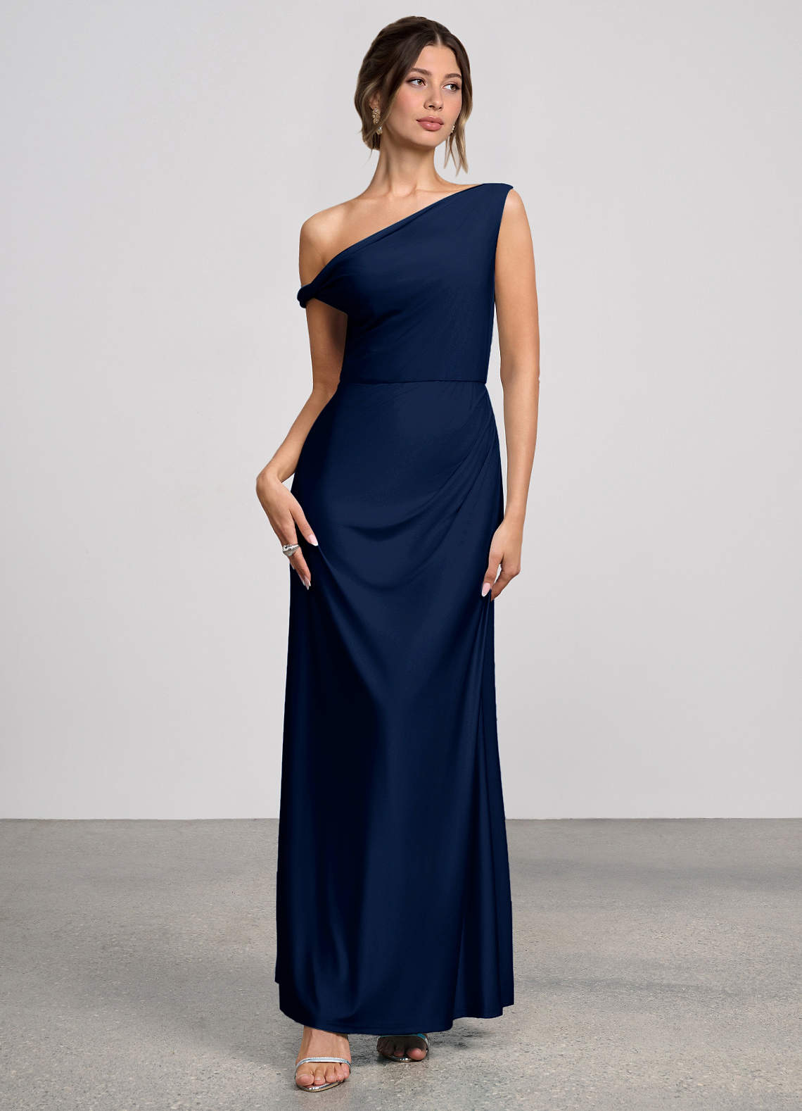 Elowen Navy Stretch Knit Maxi Dress image3