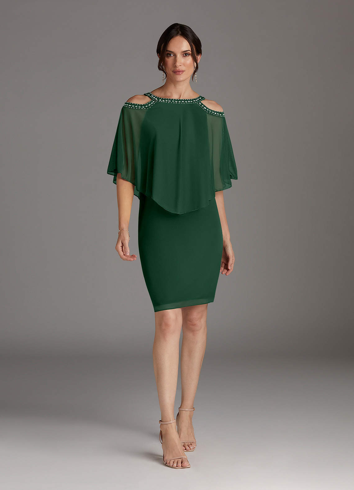 Azazie Junibee Abiti per la Madre della Sposa Abito Tubino in Maglia Lustrini Verde Scuro image1