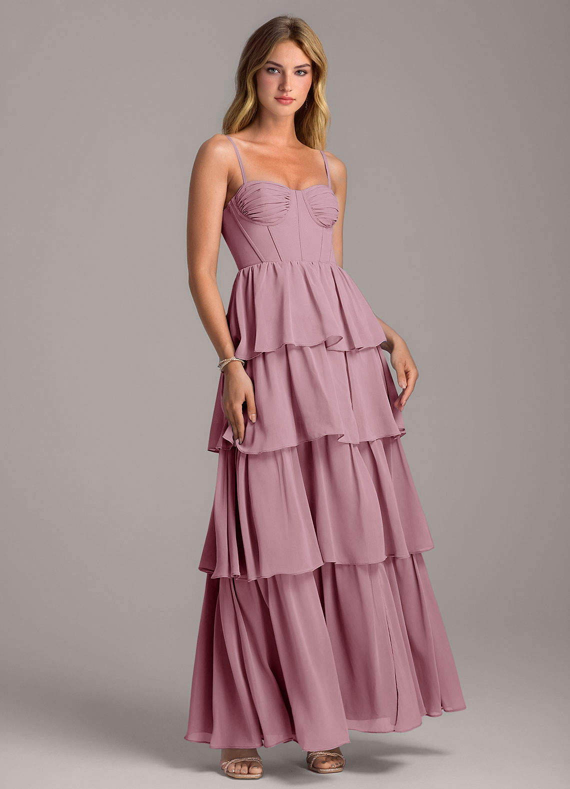 Azazie Alanna Bridesmaid Dresses Vintage Mauve A-Line Sweetheart Neckline Chiffon Dress image1