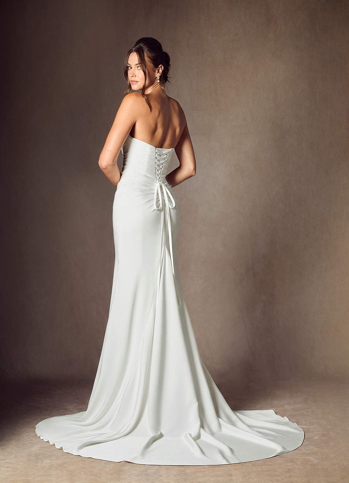 Azazie Elyse Wedding Dresses Diamond White Mermaid Strapless Crepe Back Satin Dress image3
