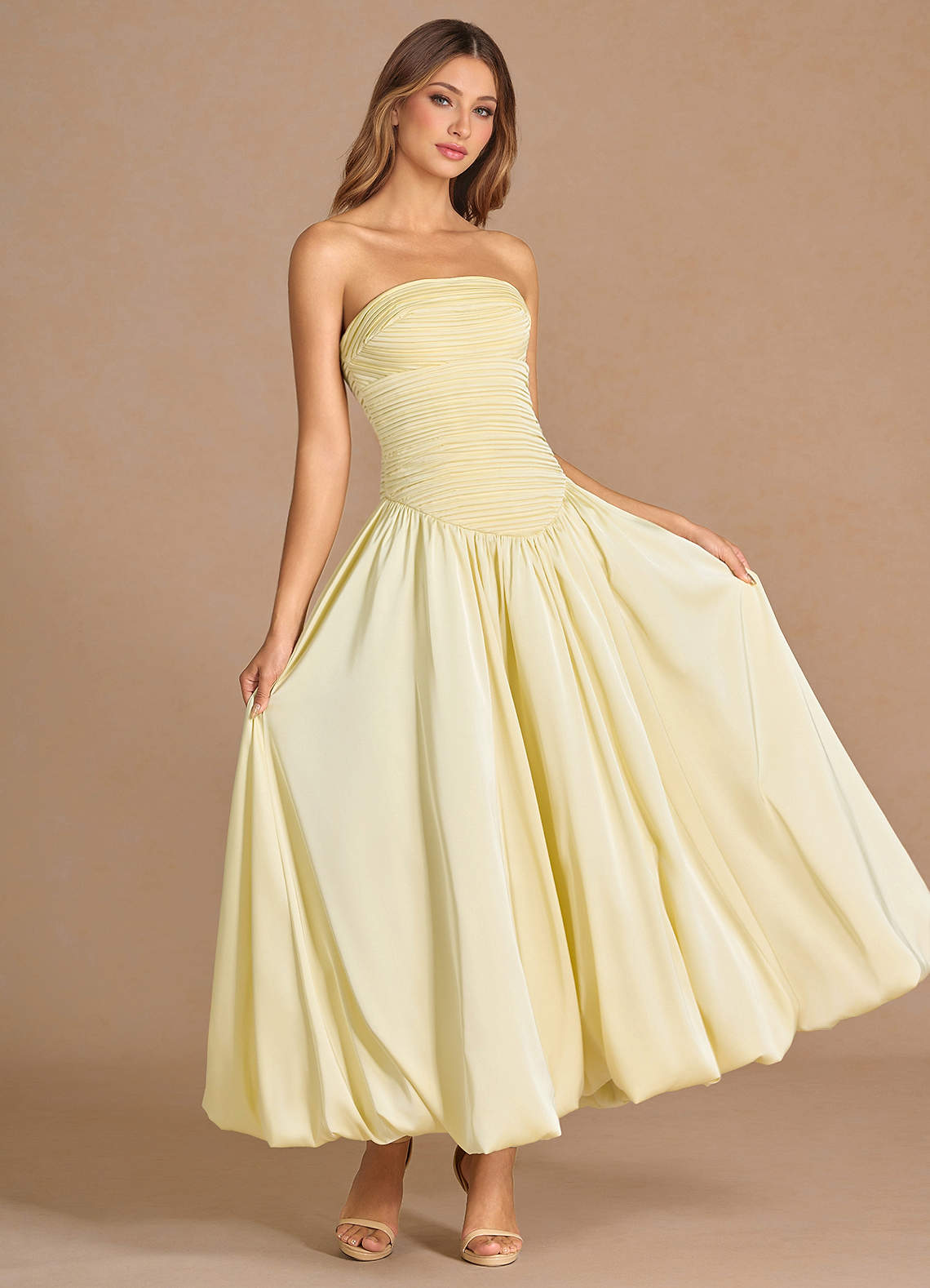 green emerald velvet dress böhme Nellie Drop Waist Maxi Dress in Yellow main image 0