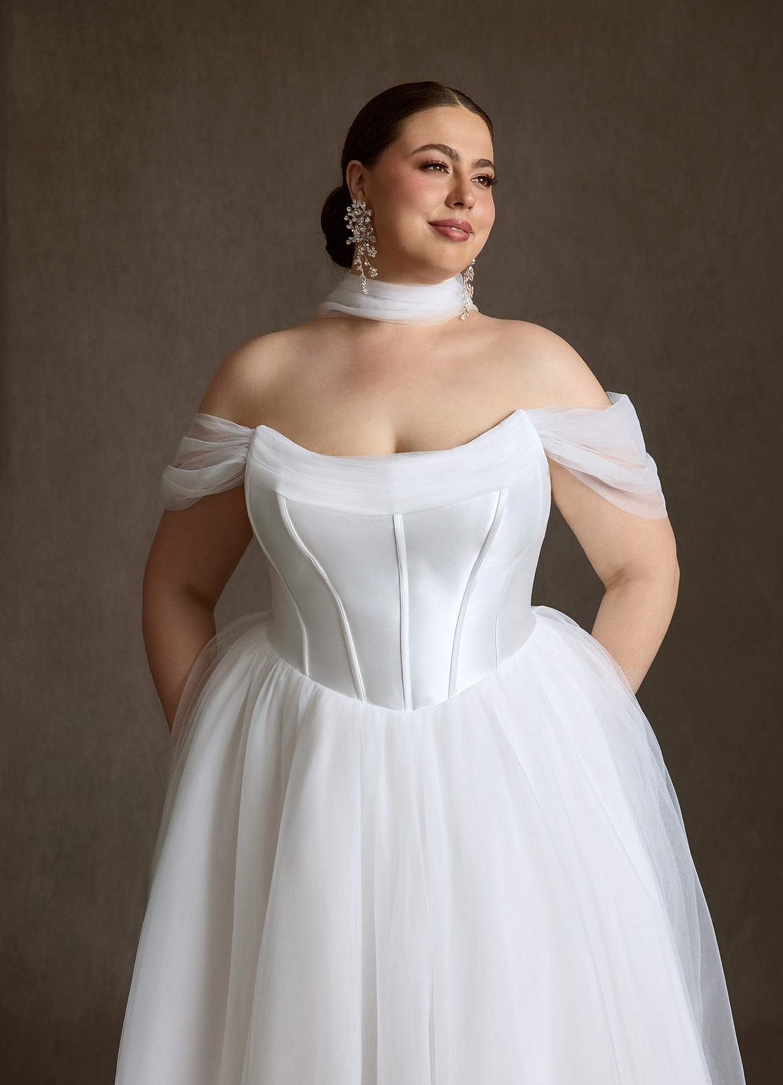 Azazie Adalyn Wedding Dresses Diamond White Ball-Gown Tulle Dress image12