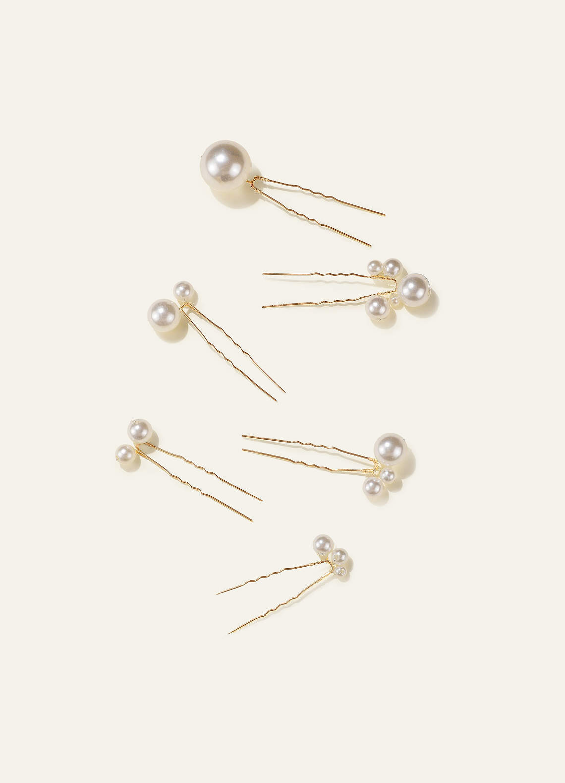 front Zestaw spinek do włosów z perełkami (5 sztuk)