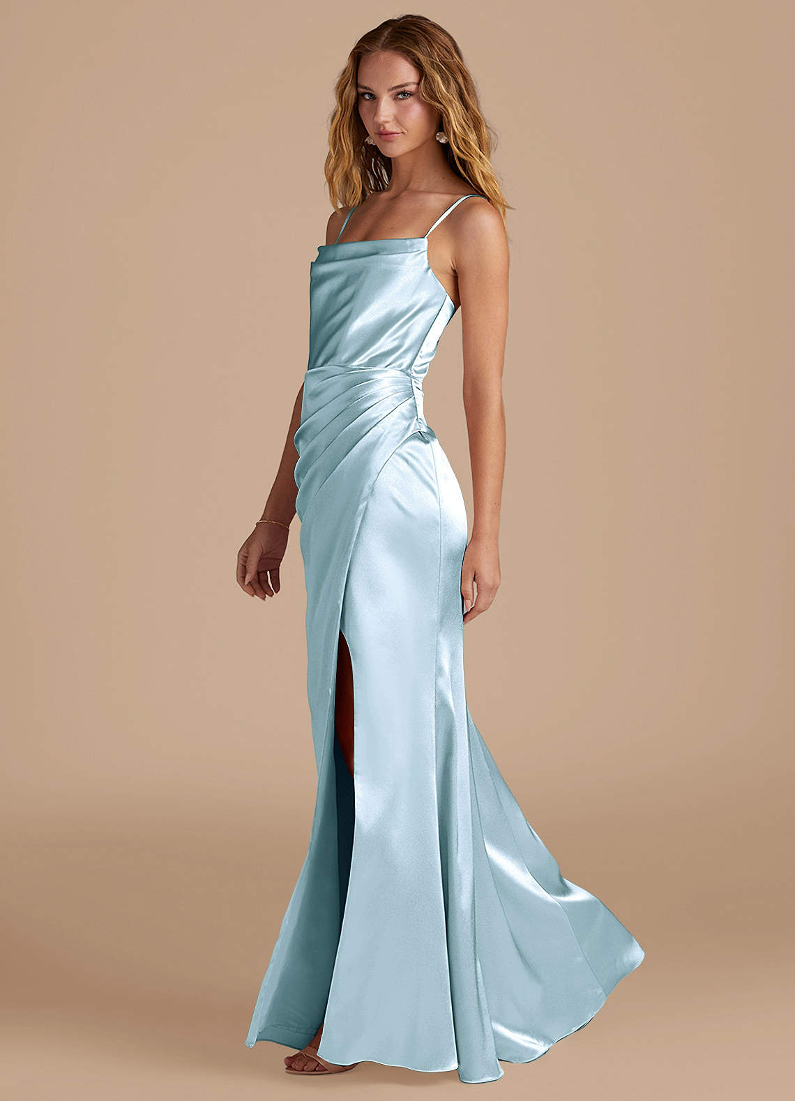 Sage Green Mint Green Dress Canada Chiffon Bridesmaid Dresses For Women  With Slit Spaghetti Strap Formal