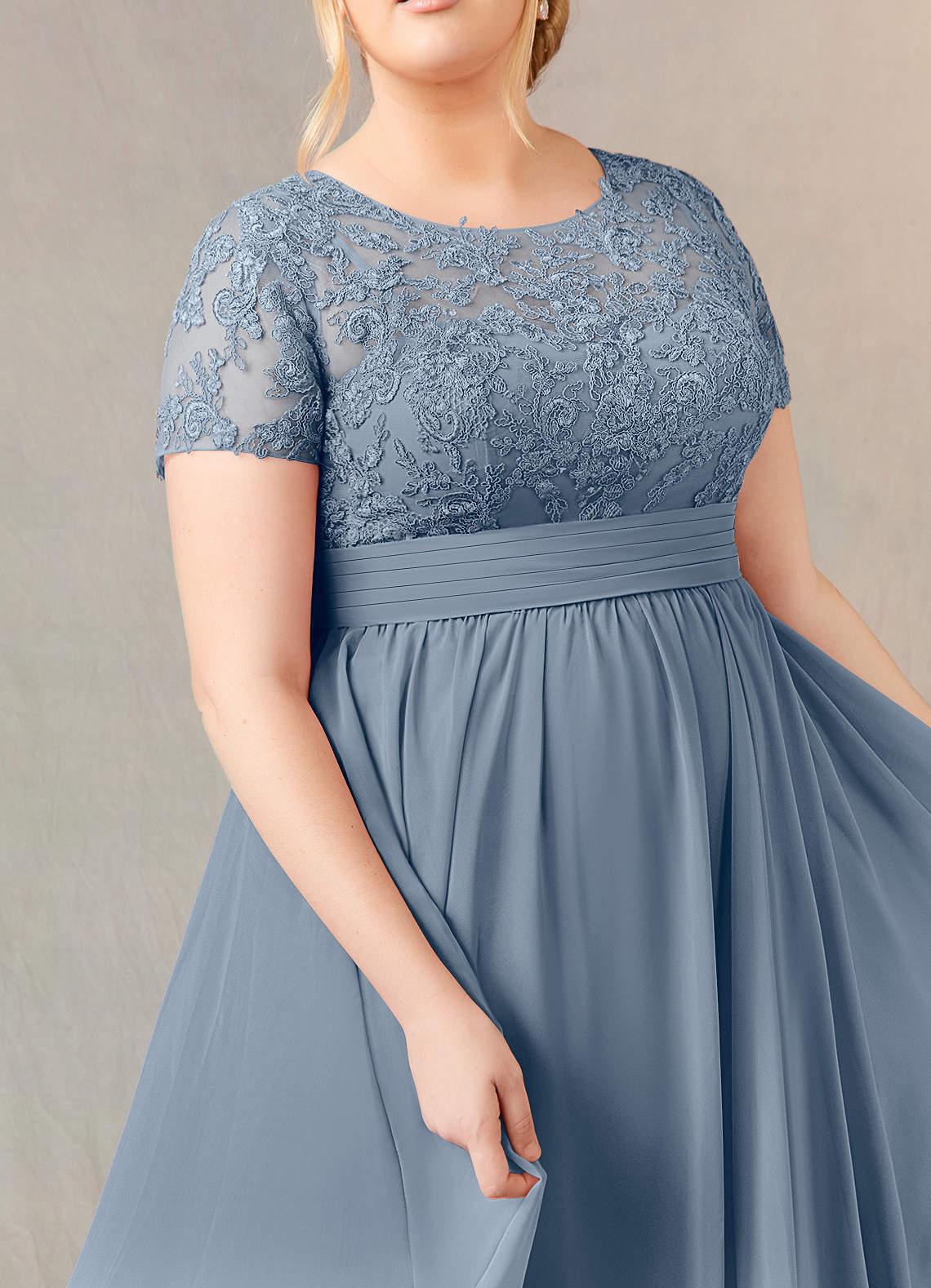 Azazie Annette Mother of the Bride Dresses Twilight A-Line Lace Chiffon Dress image10