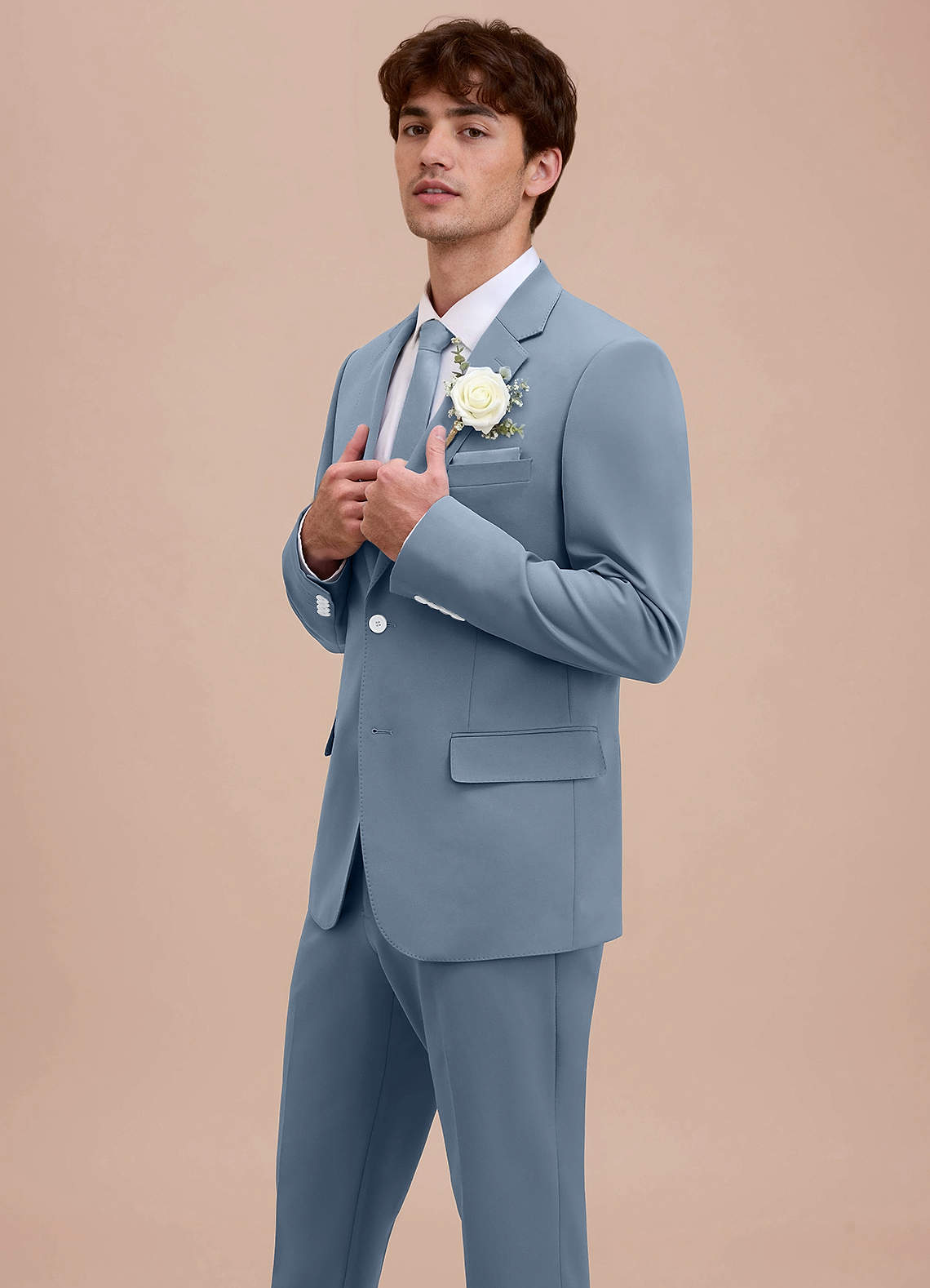 front Ethan Dusty Blue Refined Weave Performance Suit