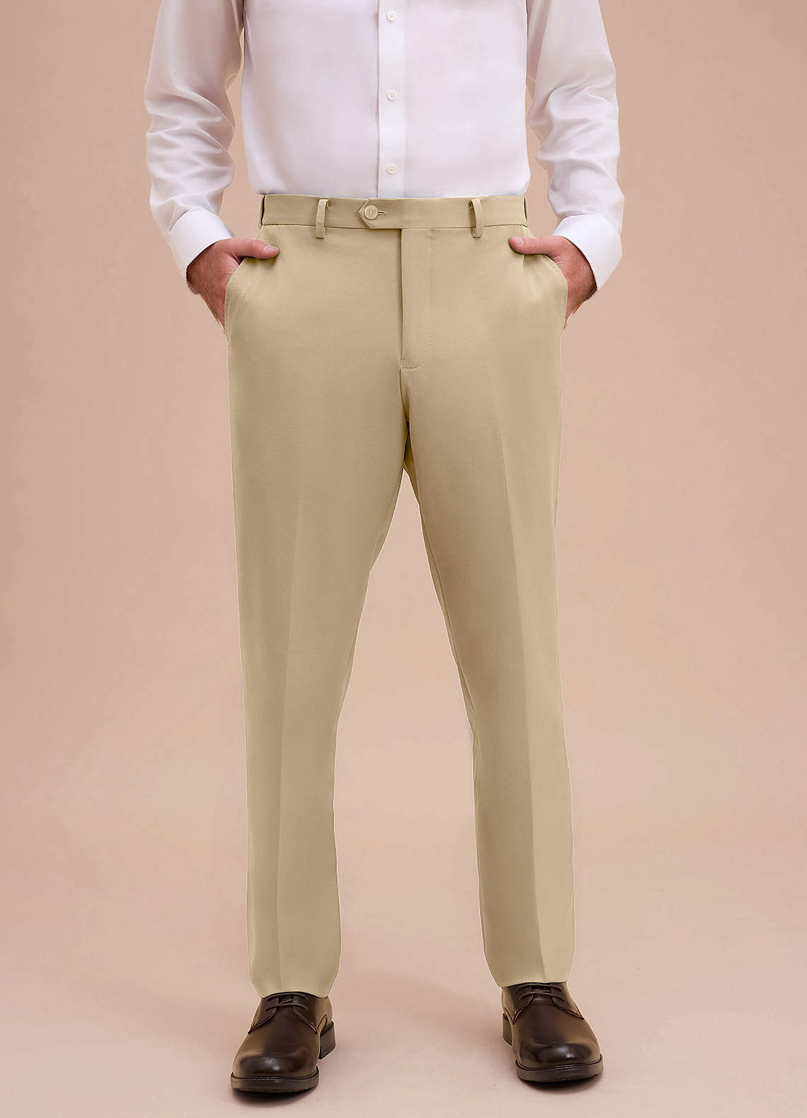 front Ethan Champagne Refined Weave Performance Dress Pants