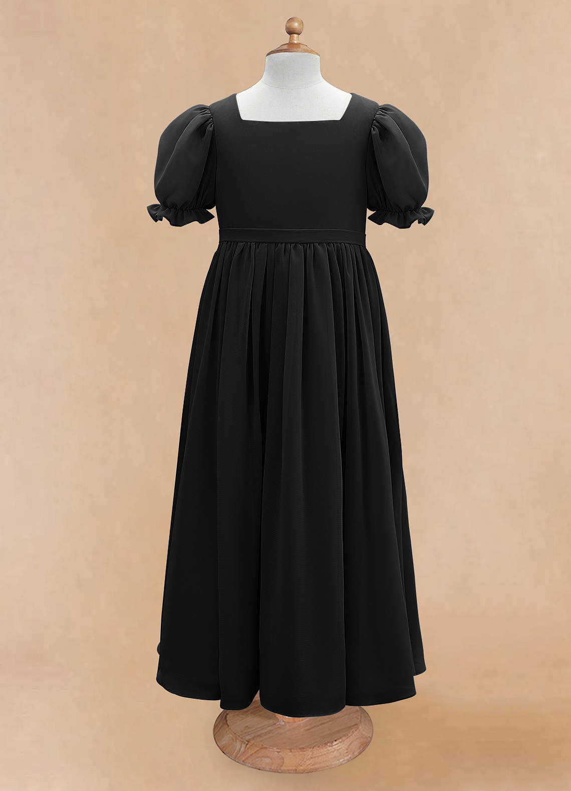 Azazie Joss Flower Girl Dresses Black A-Line with Sleeves Chiffon Dress image4
