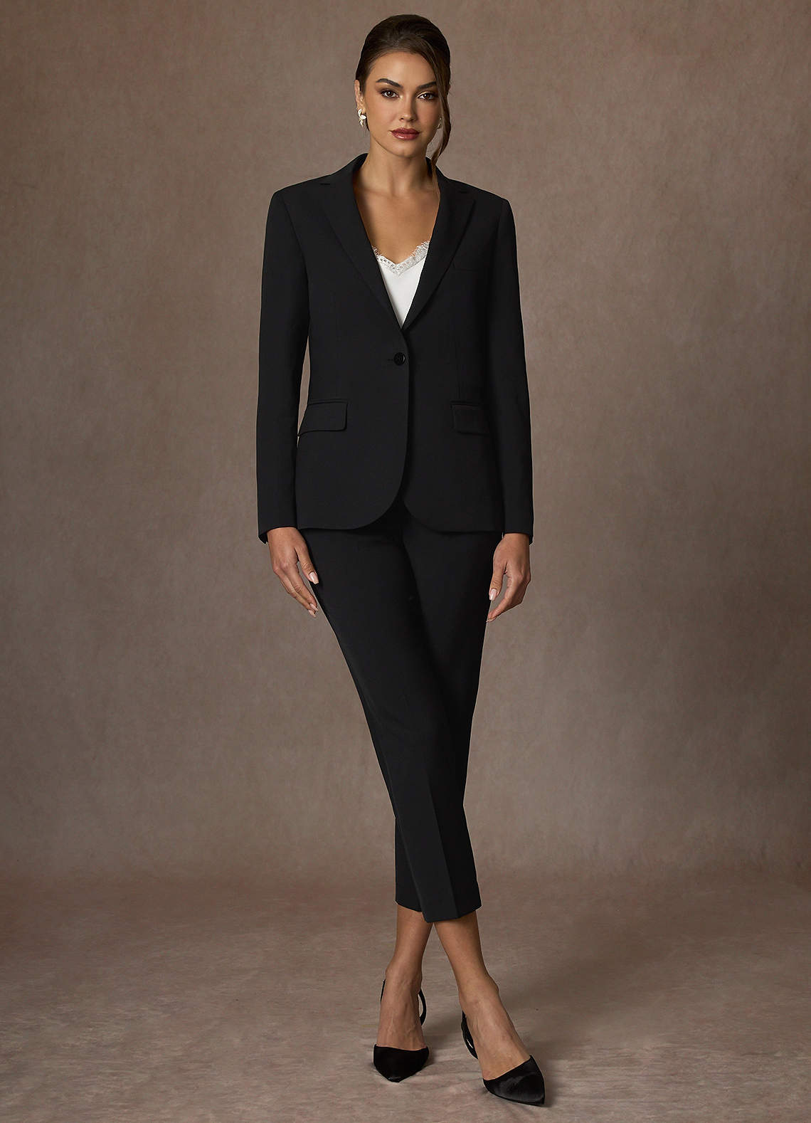 front Charlotte Black Refined Weave Dress Pants
