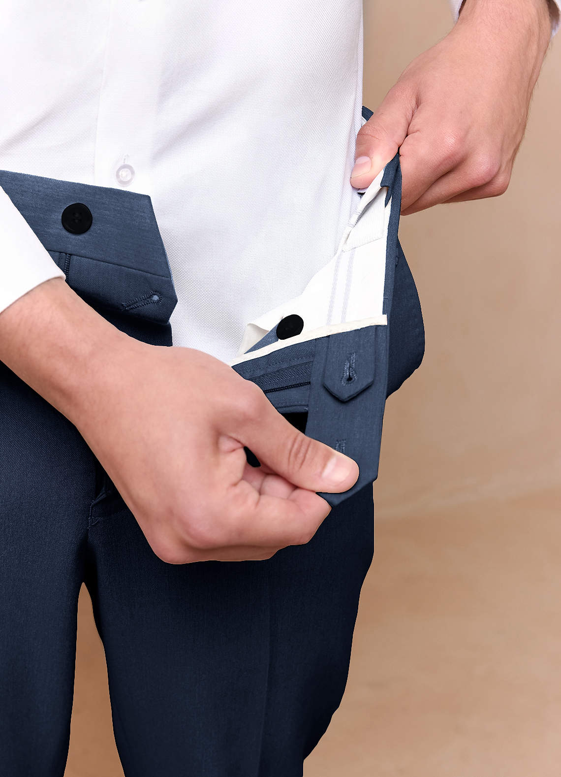 front James Dark Navy Structured Stretch Dress Pants