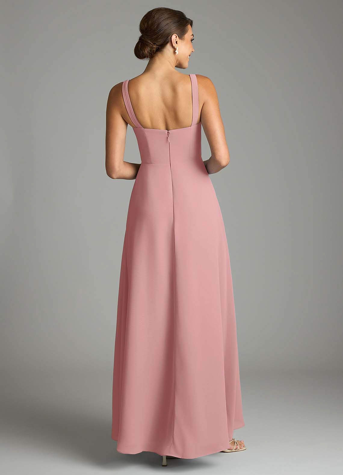 Azazie Debra Bridesmaid Dresses Dusty Rose A-Line with Pockets Chiffon Convertible Dress image5