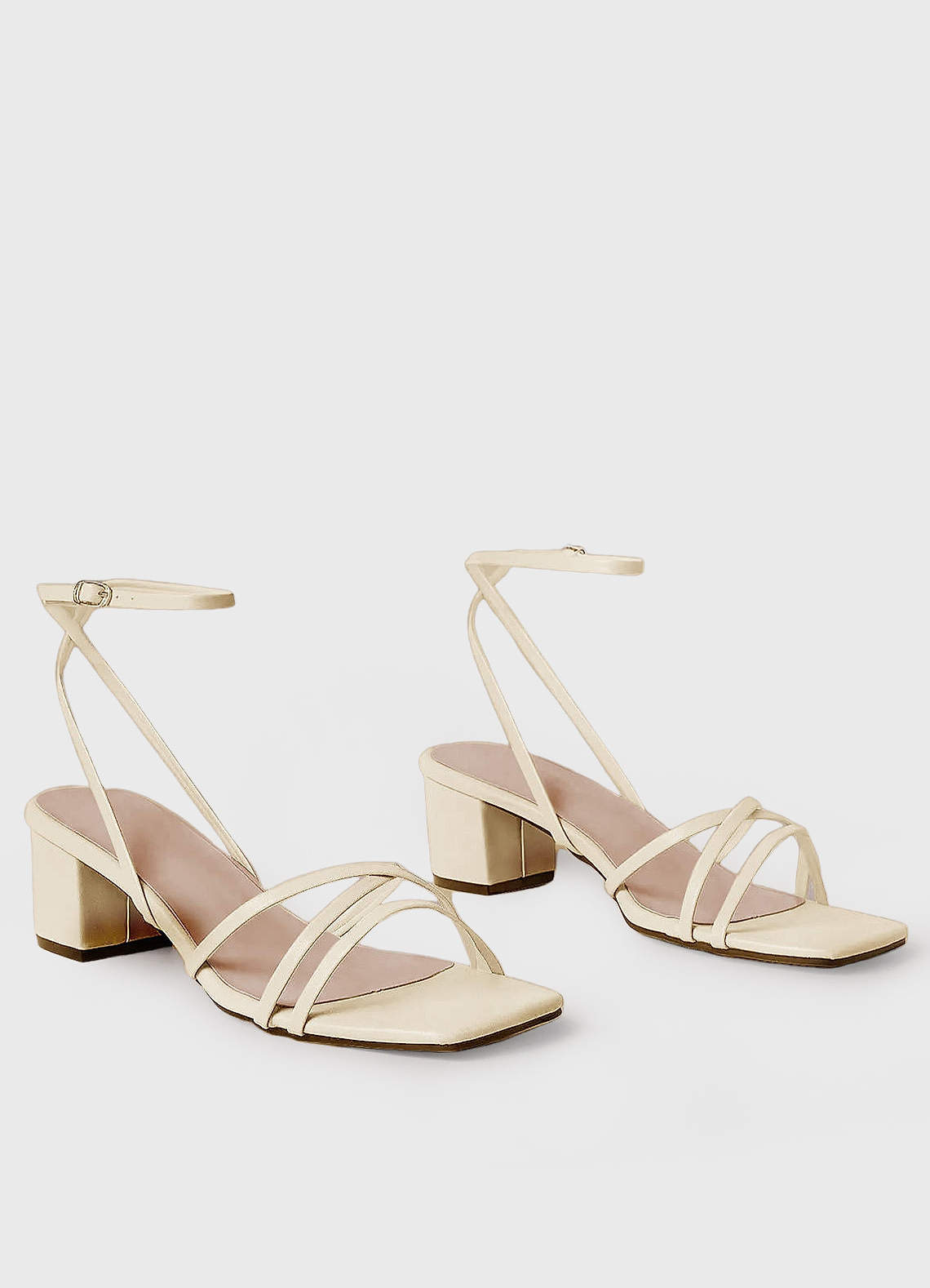 front Cross Strips Block Heel Sandals