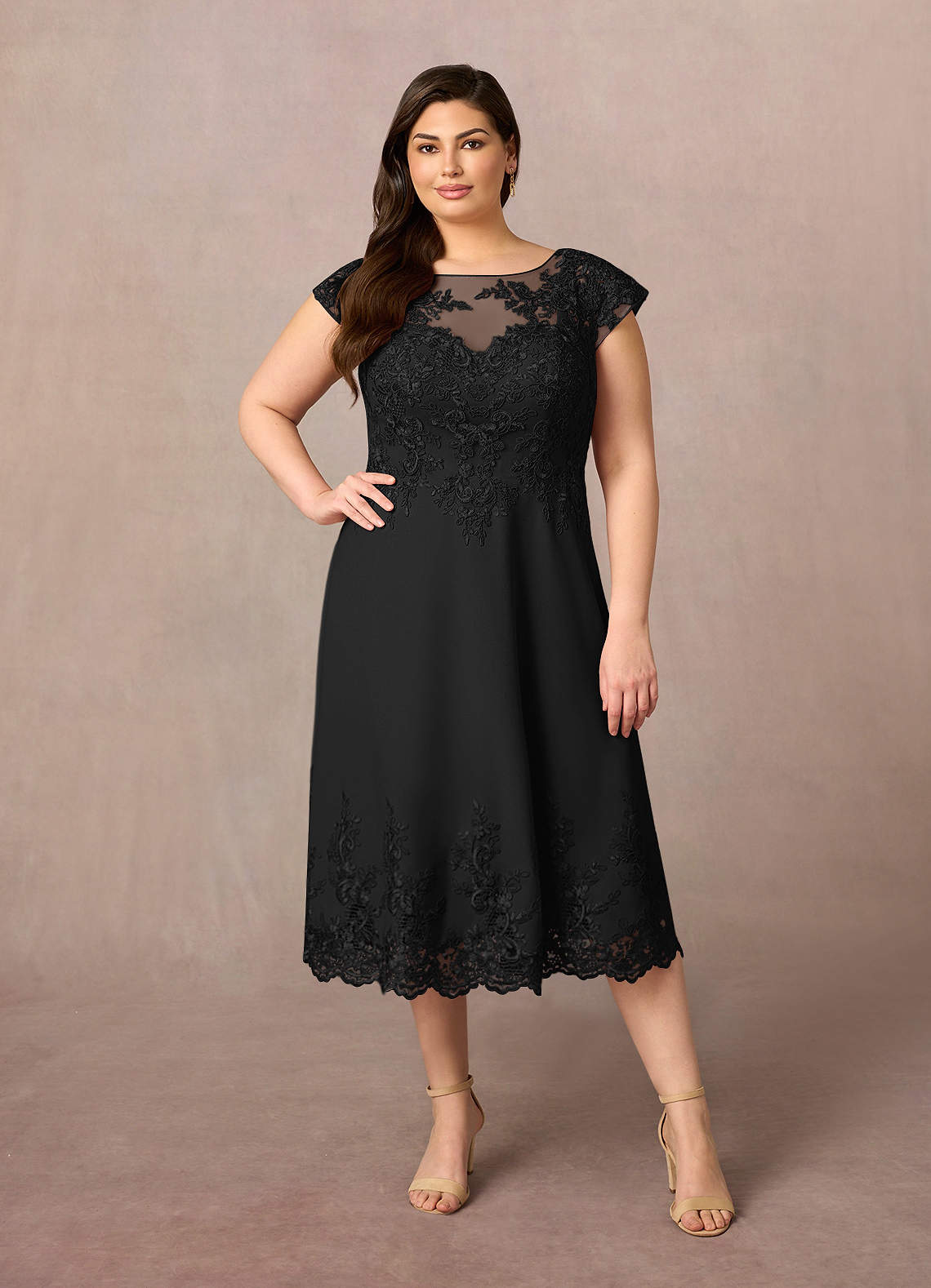 Azazie Terrano Mother of the Bride Dresses Black A-Line Scoop Lace Dress image5