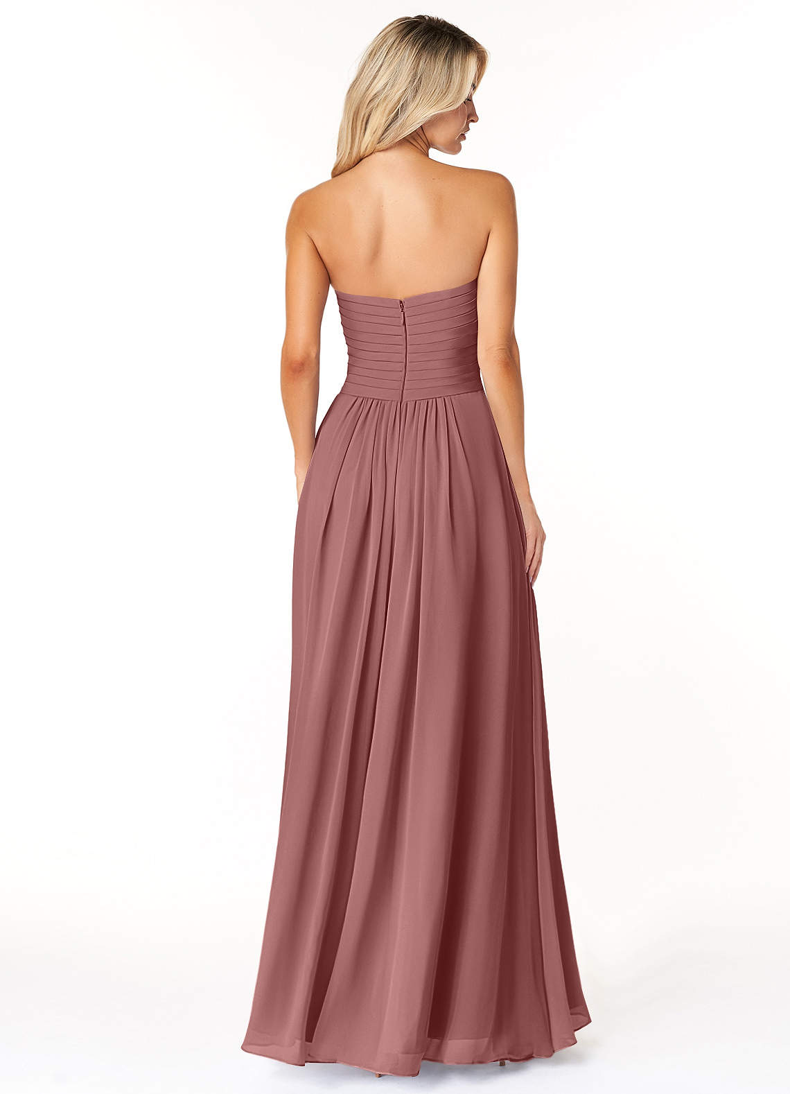 Azazie Plus Size A-Line Sweetheart Floor-Length Chiffon Bridesmaid Dresses - Desert Rose