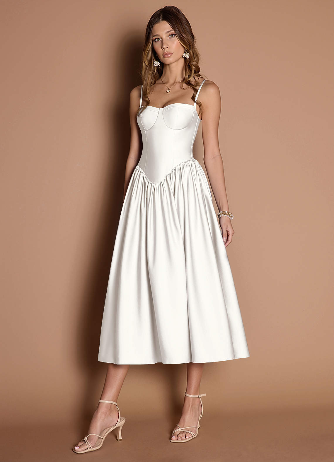 Azazie Ottilie Wedding Dresses Diamond White A-Line Sweetheart Neckline Stretch Satin Dress image1
