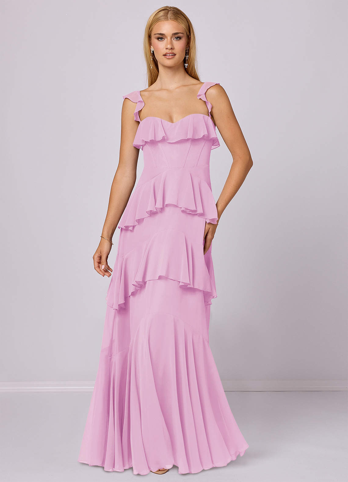 Barbie ♥ Azazie Bridesmaid Dresses Candy Pink A-Line Sweetheart Neckline Chiffon Dress image2