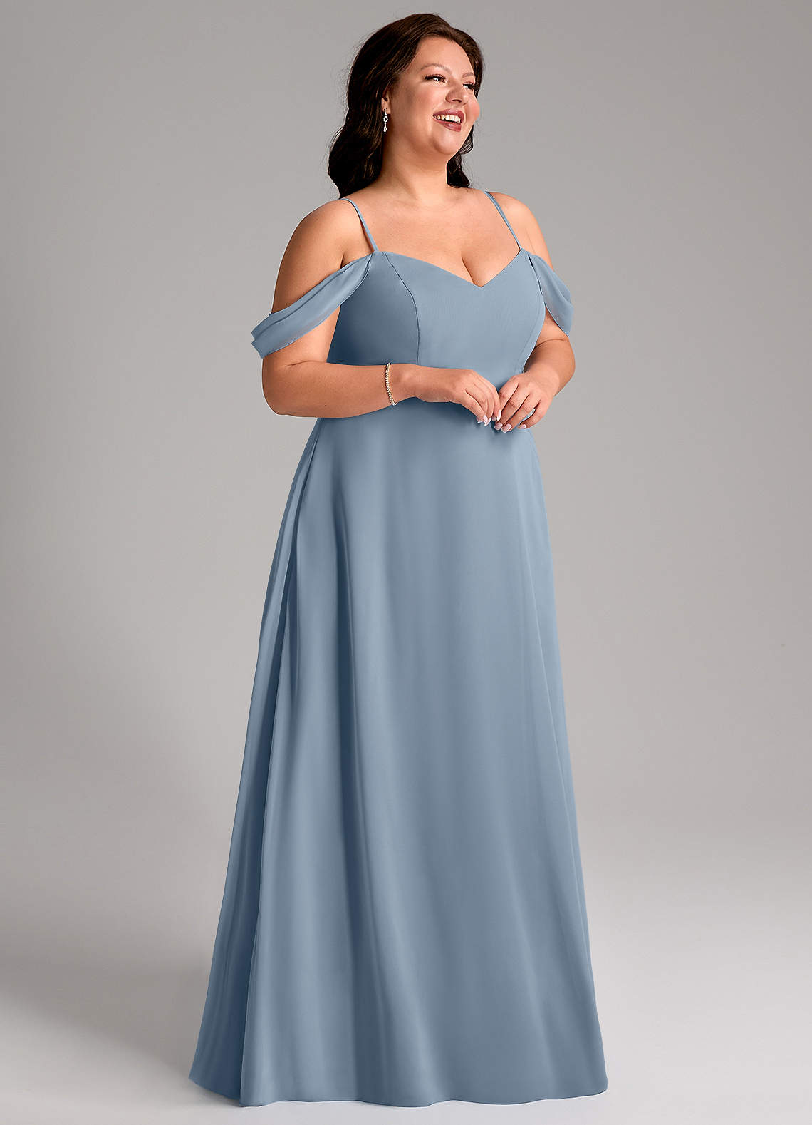 Azazie Marley Dusty Blue Chiffon Bridesmaid Dresses | Azazie