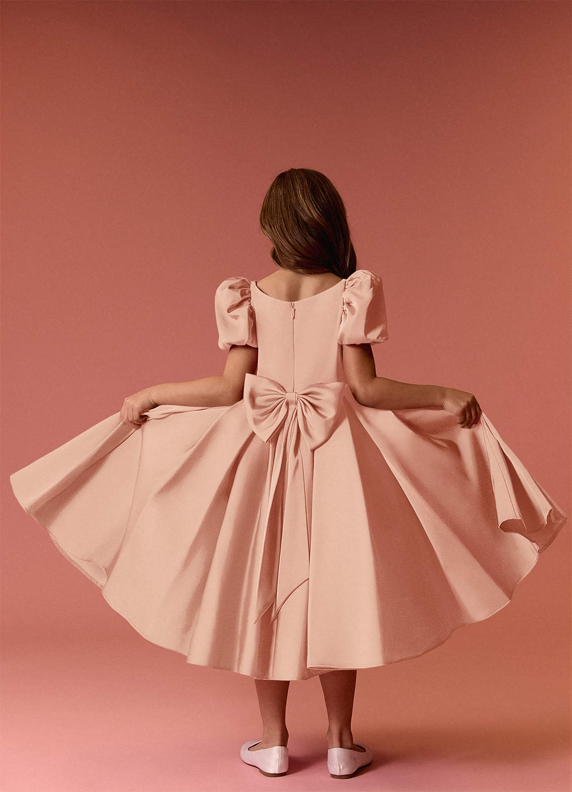 Barbie ♥ Azazie Flower Girl Dresses English Rose Ball-Gown Sweetheart Neckline Stretch Satin Dress image6