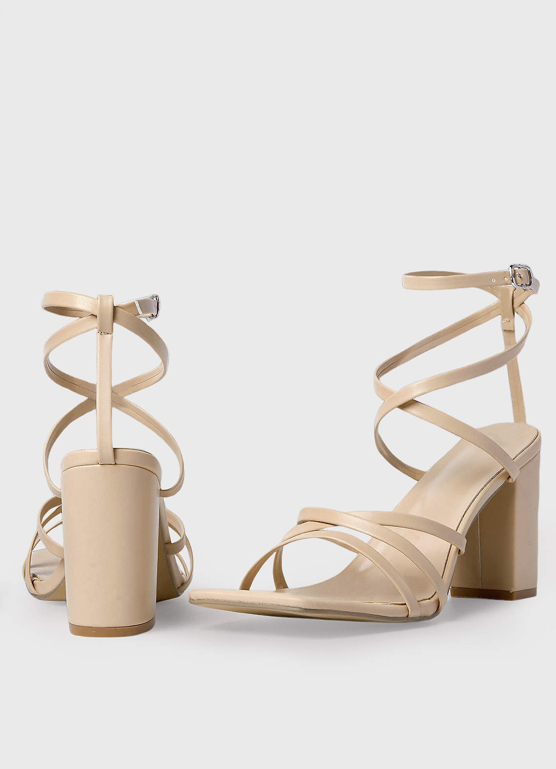 front Cross Strappy Ankle Strap Heels