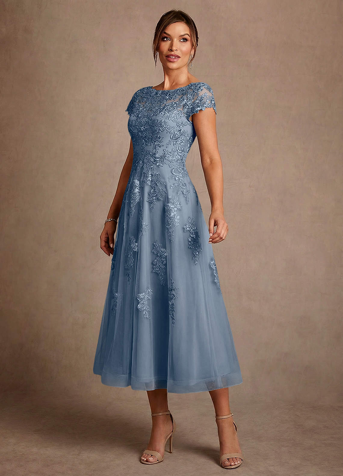 Azazie Jolanda Mother of the Bride Mekot A-linja Pitsi Tee-pituus Mekko image3