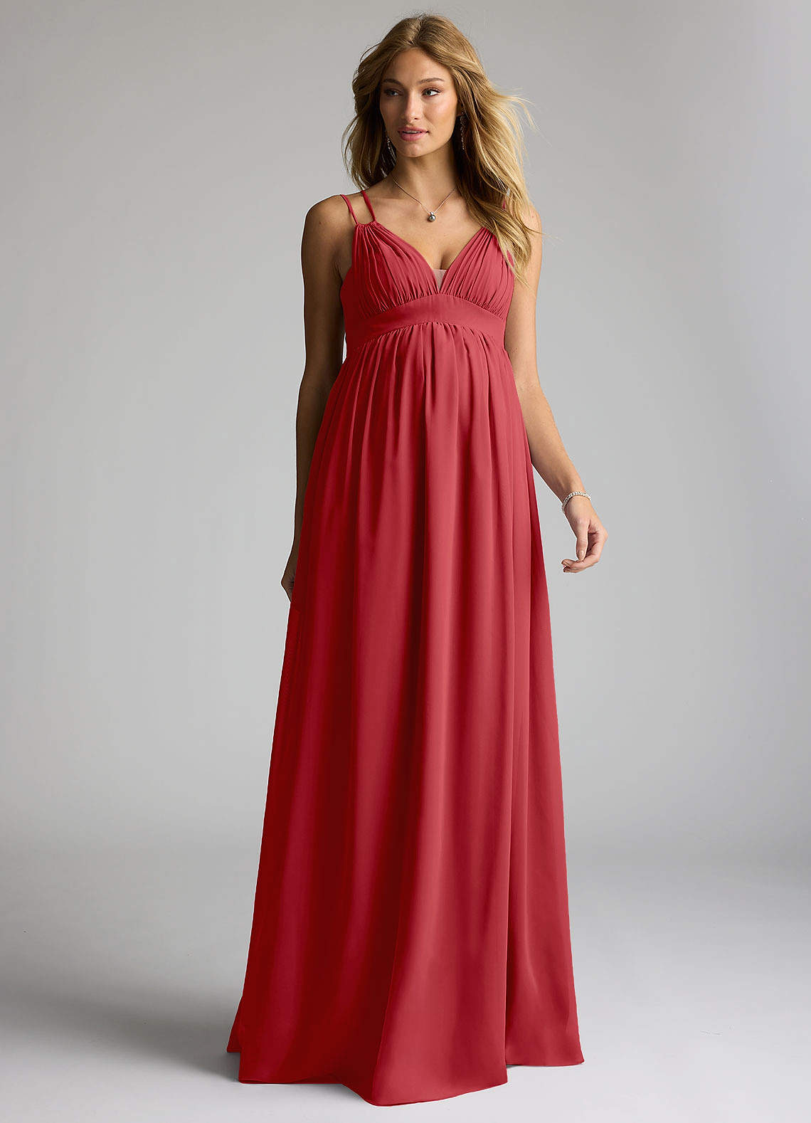 Azazie Emree Maternity Bridesmaid Dresses A-Line Chiffon Floor-Length Dress image1
