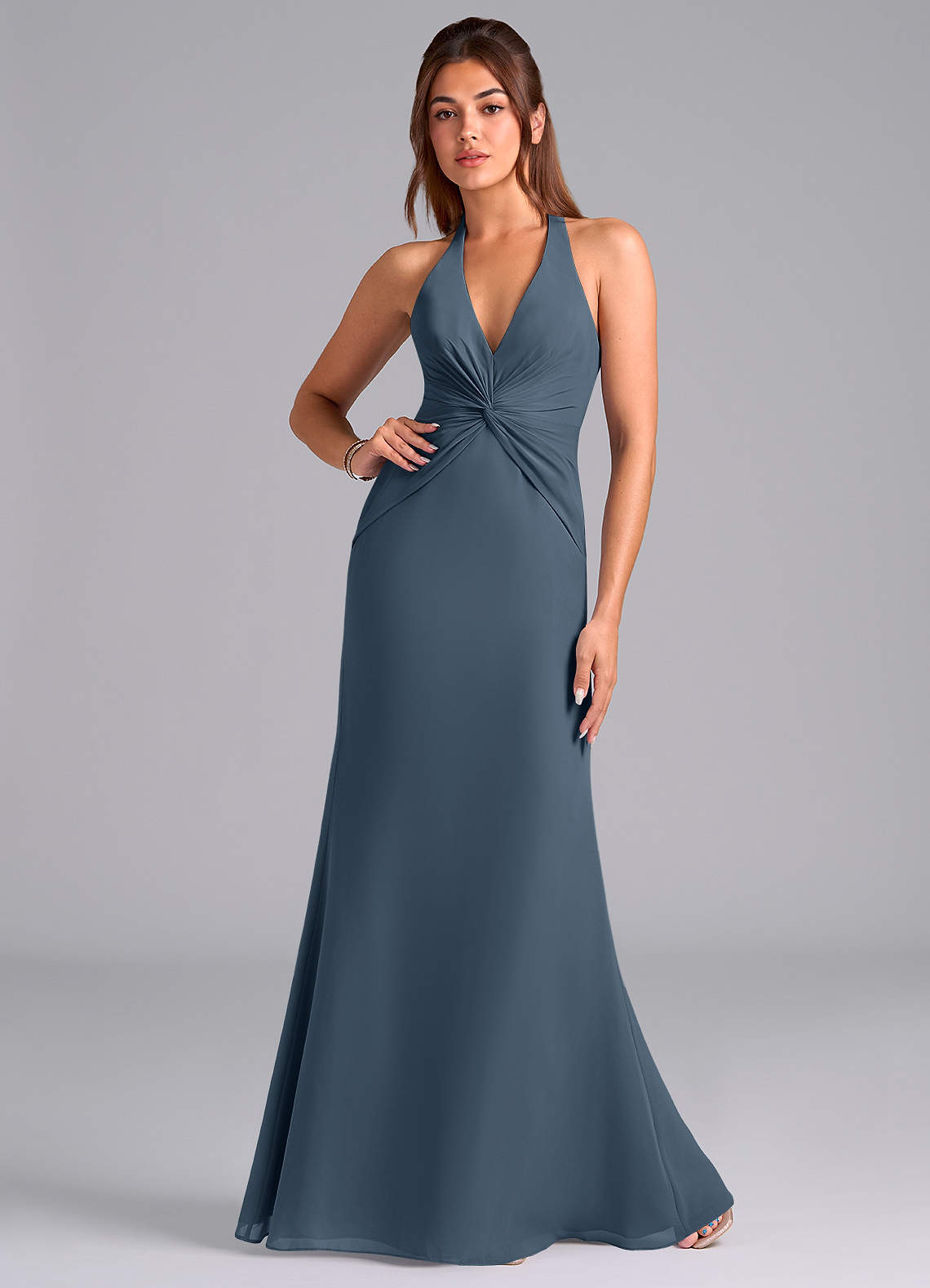 Azazie Valerie Bridesmaid Dresses Neptune Mermaid Pleated Chiffon Dress image1
