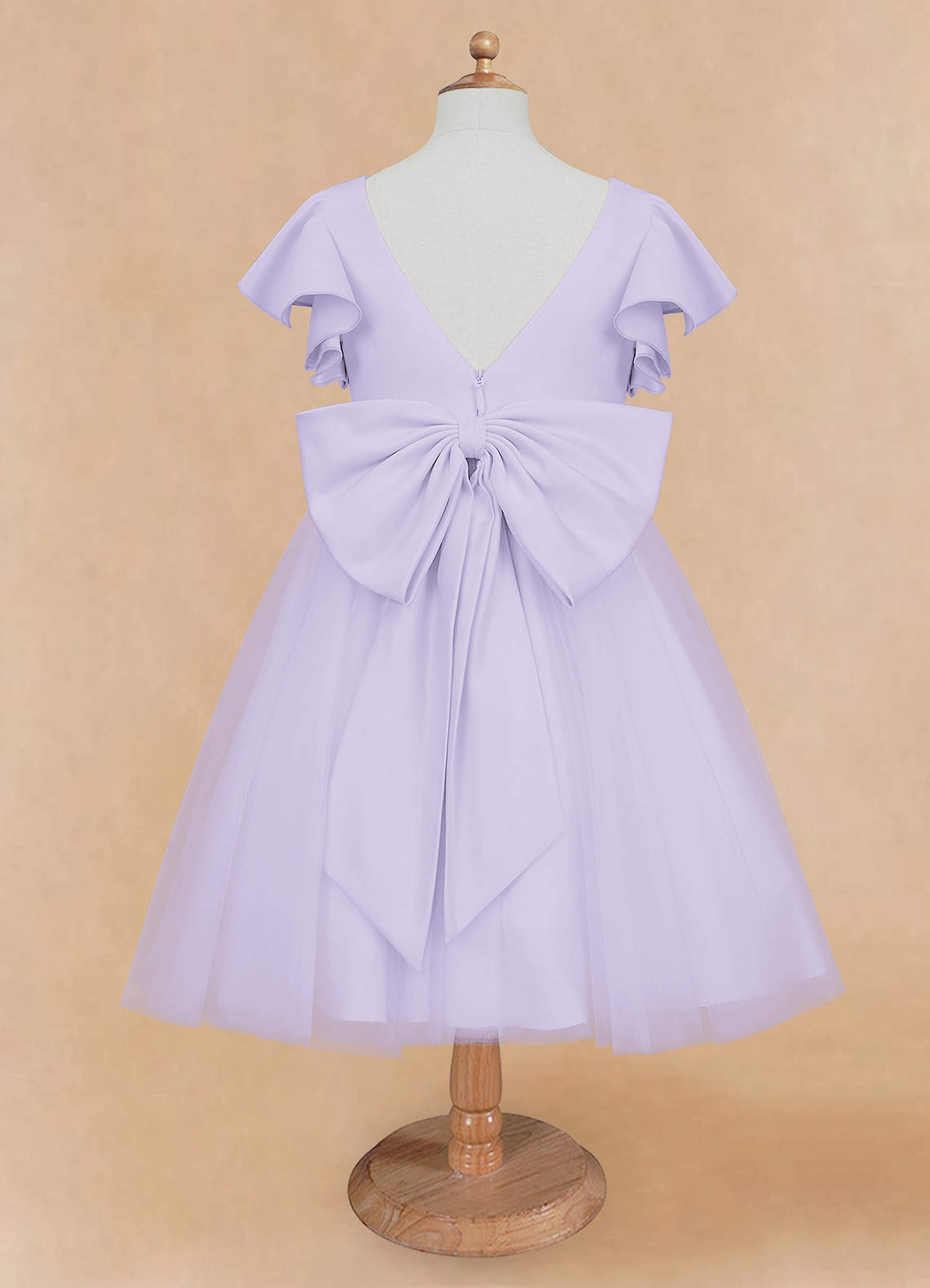 Azazie Kaeya Flower Girl Dresses Lilac A-Line Bow Tulle Dress image5