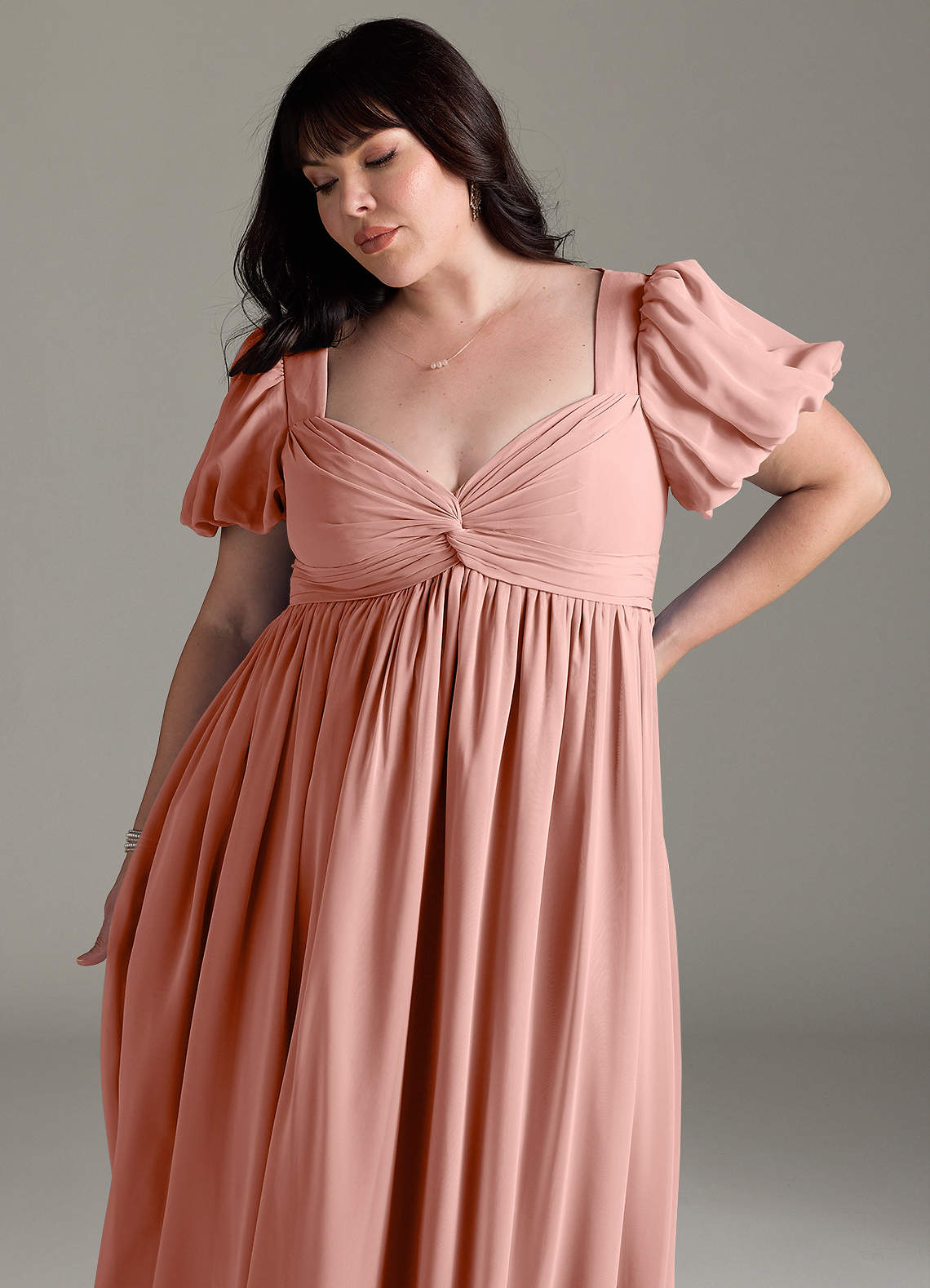 Azazie Madisynn Brudepigekjoler til gravide Sløjfe Chiffon Gulv-længde Kjole image8