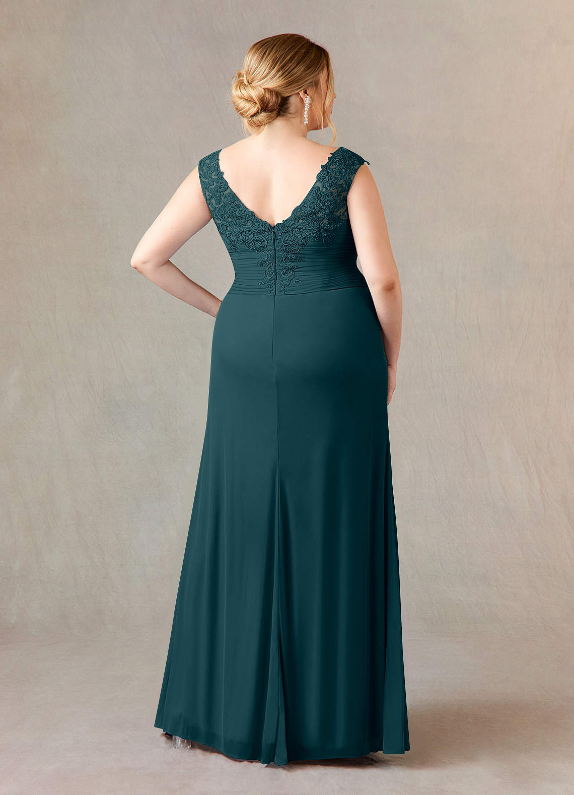 Azazie Edelin Mother of the Bride Dresses Pine A-Line Sweetheart Neckline Pleated Mesh Dress image16