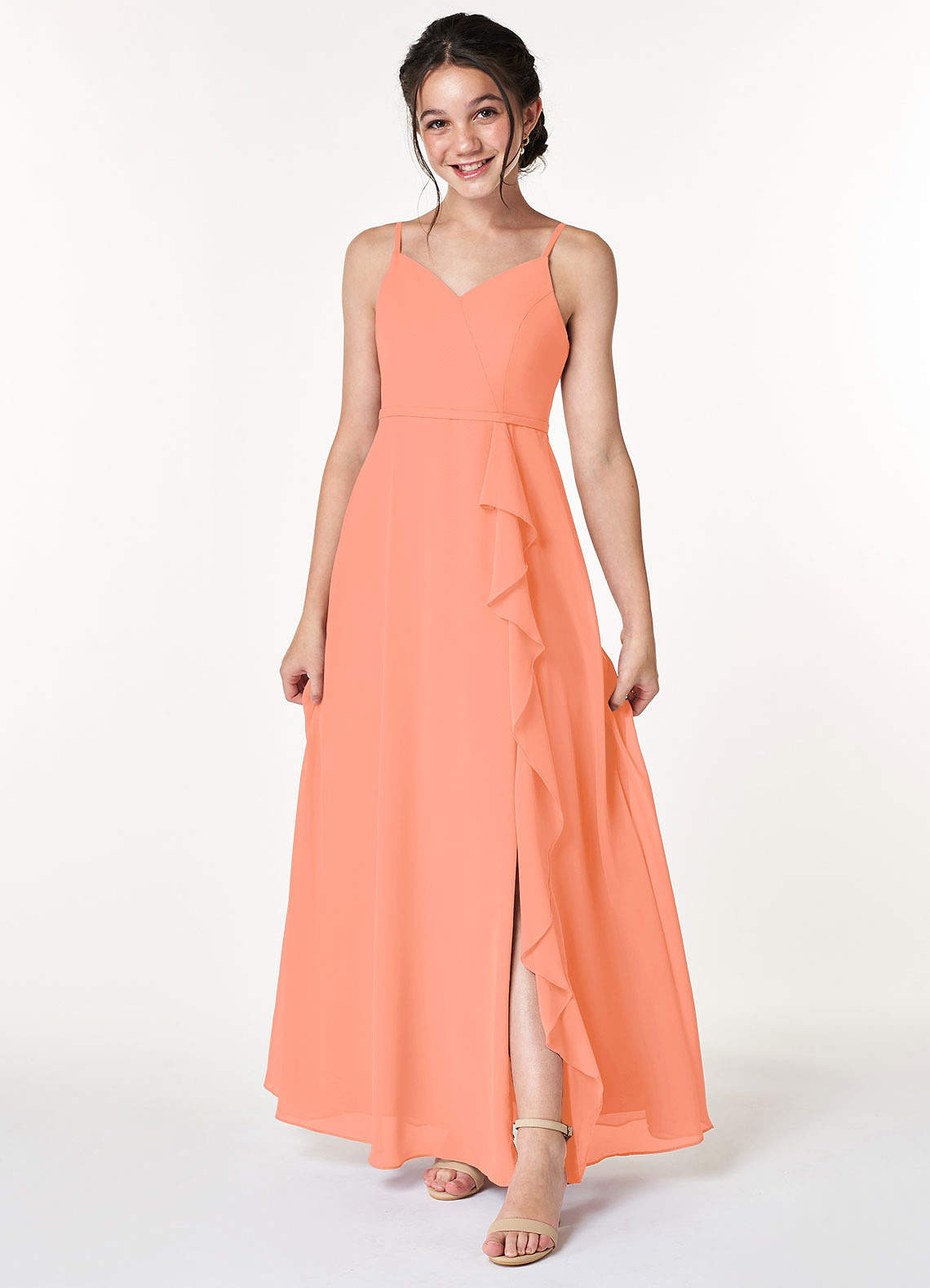 Azazie Naeem Junior Sunset A-Line Ruched Chiffon Dress image1