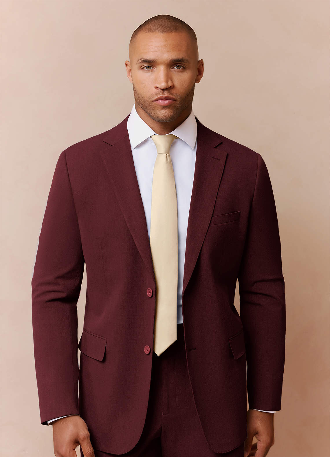 front Savile Burgundy Wool Blend Suit Jacket