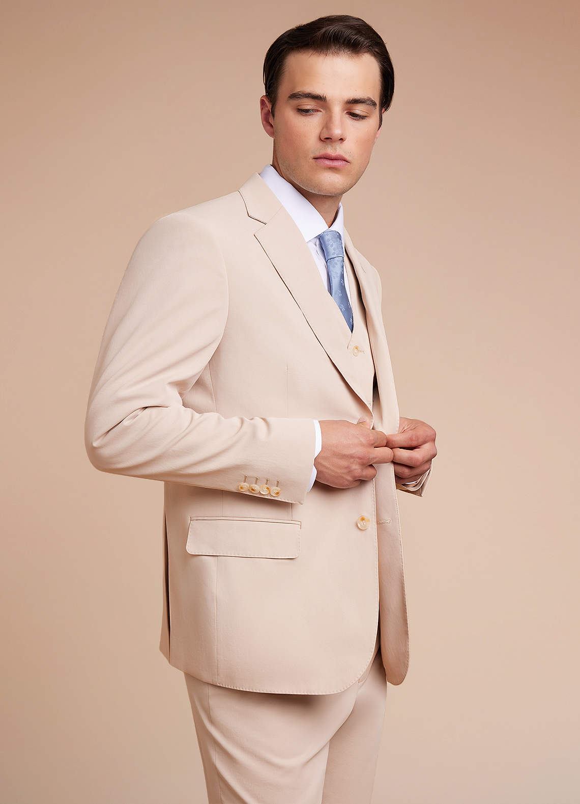 front Carter Tan Cotton Linen Blend Suit Jacket