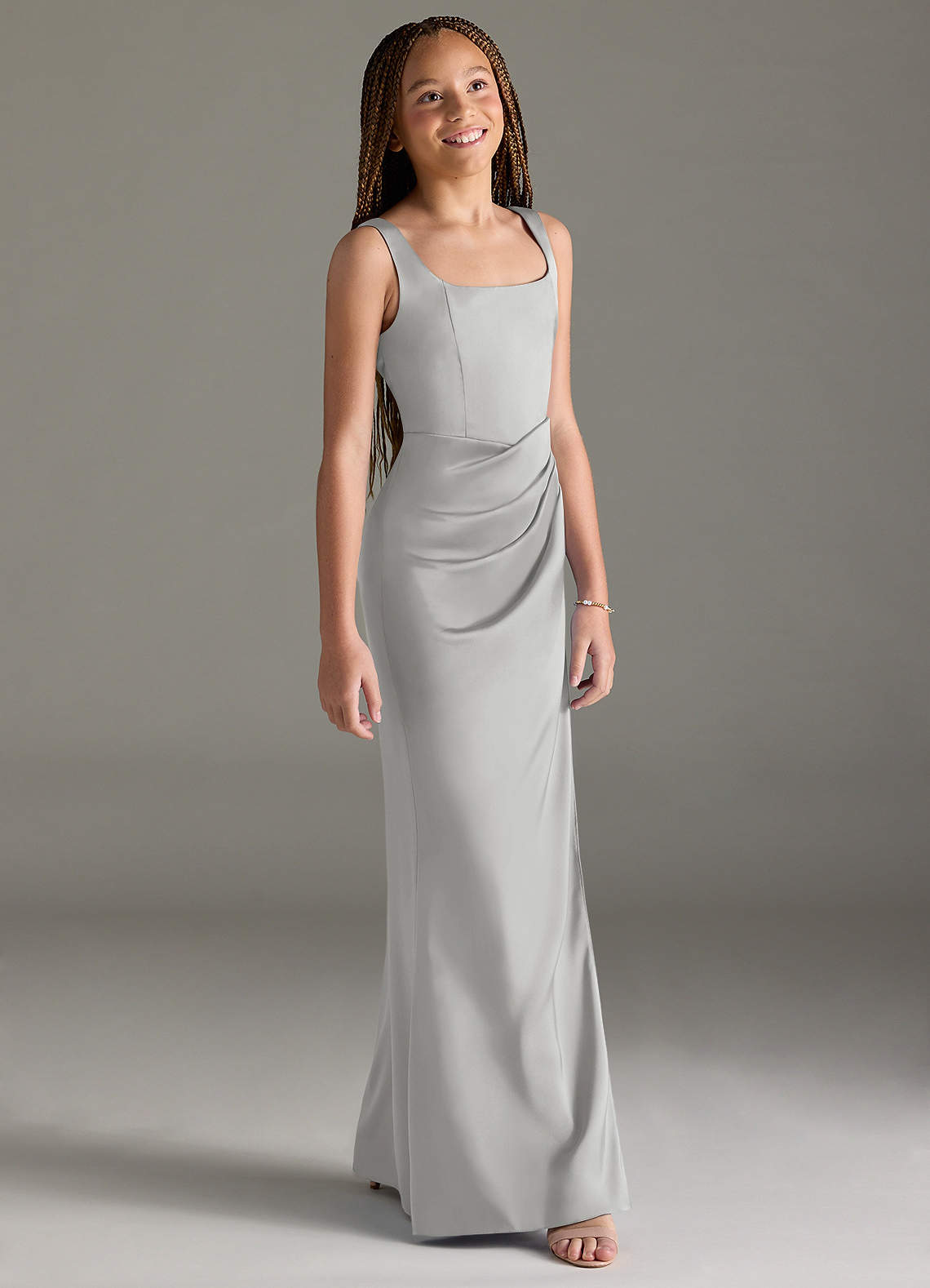 silver jr bridesmaid dresses Silver Junior Bridesmaid Dresses,Tulle Junior Bridesmaid Dress,JB00056 main image 0