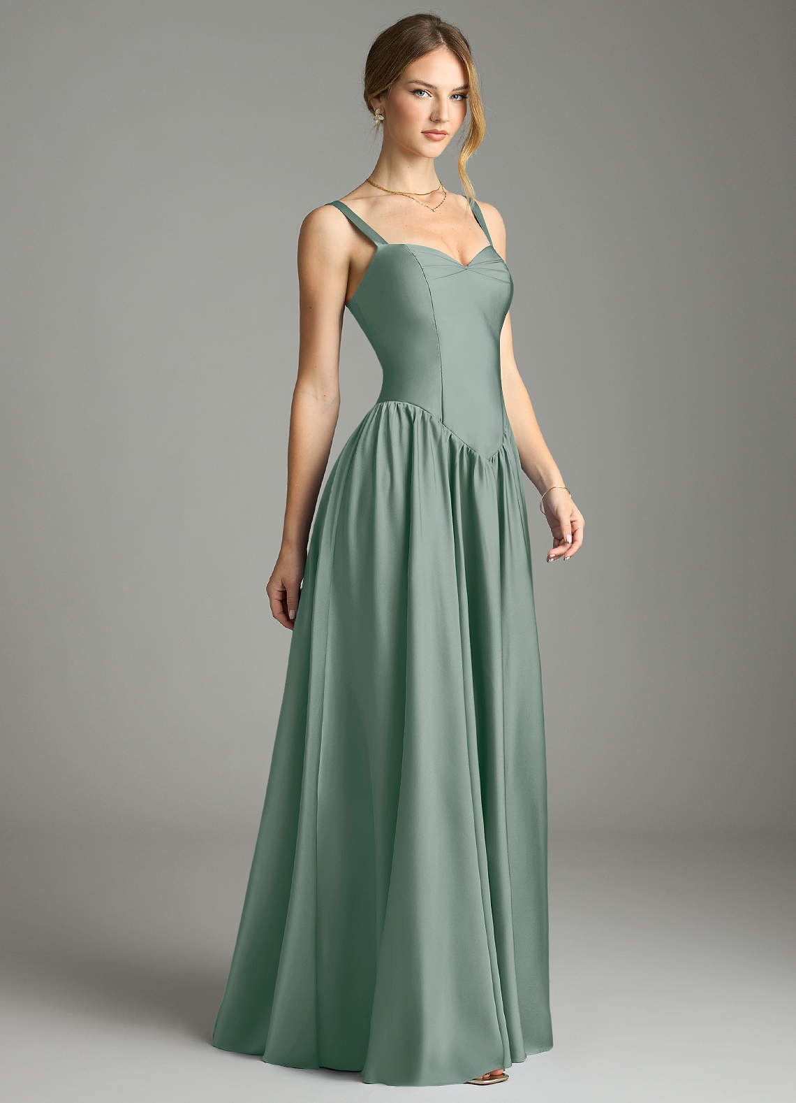 silver sage crisp bridesmaid dresses Vera Wang Bride