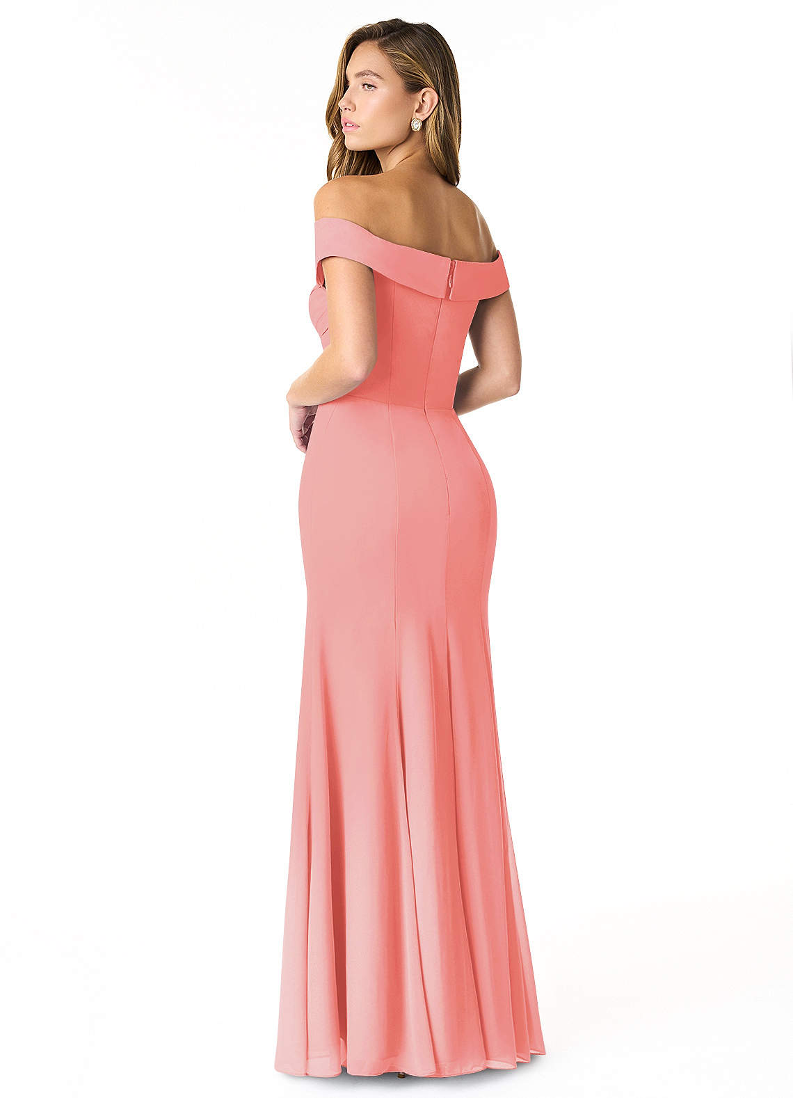 azazie coral bridesmaid dresses Azazie Aaida Coral Chiffon Bridesmaid Dresses