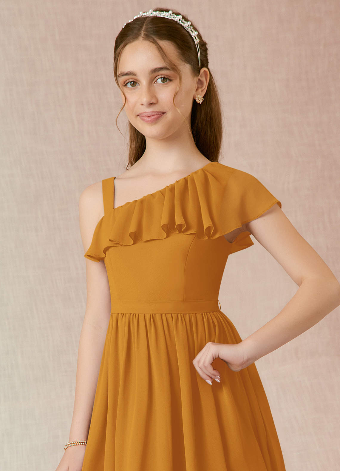 Azazie Mango Junior Bridesmaid Dress in Butterscotch