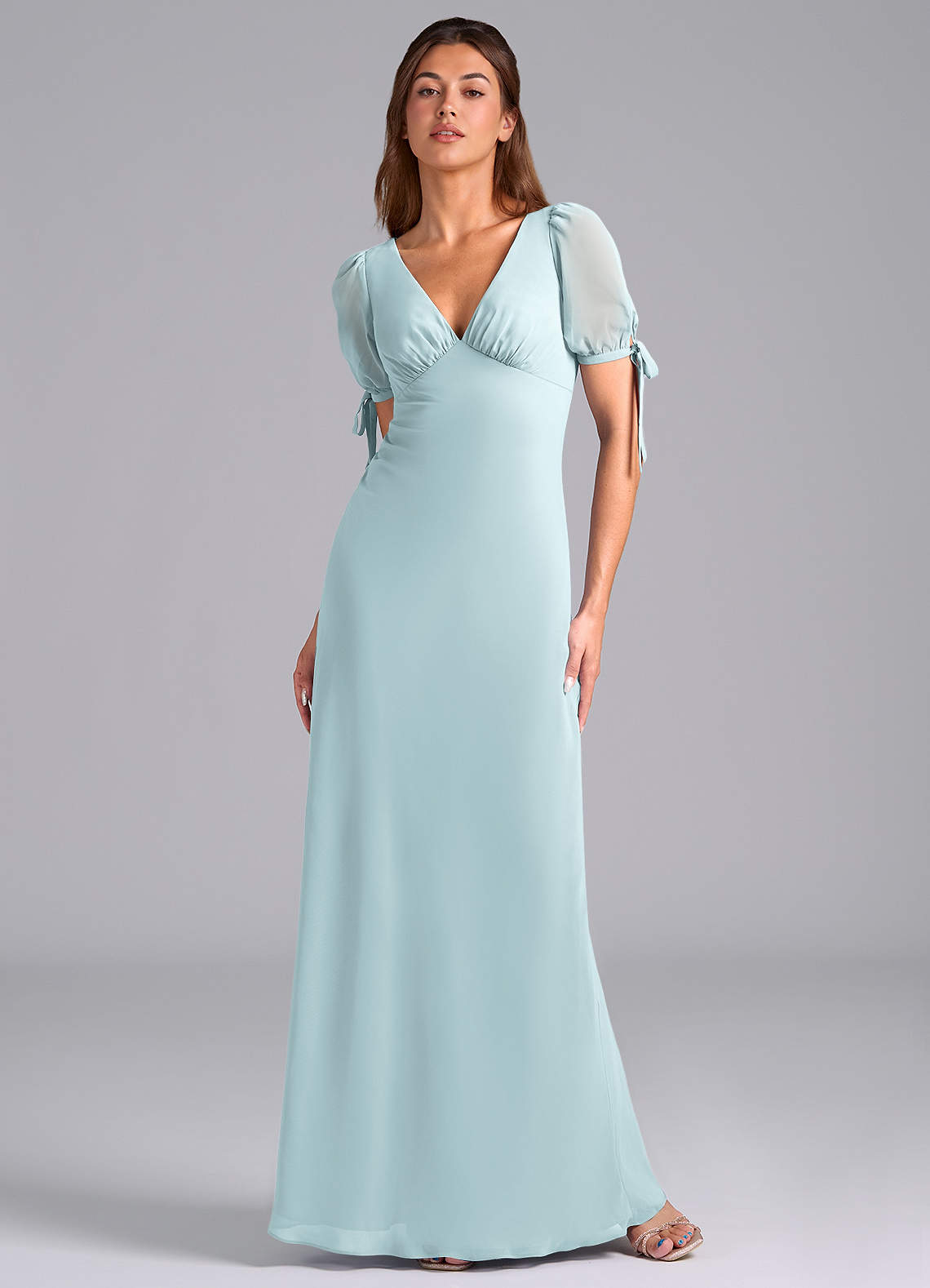 Azazie Pheby Bridesmaid Dresses Mist A-Line Pleated Chiffon Dress image1