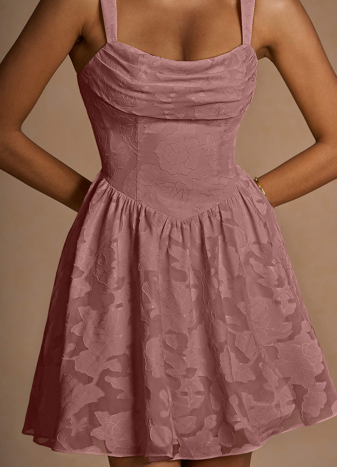 strapless open back dress Dusty Pink Off Shoulder Short Bridesmaid Dresses, PB184 main image 1