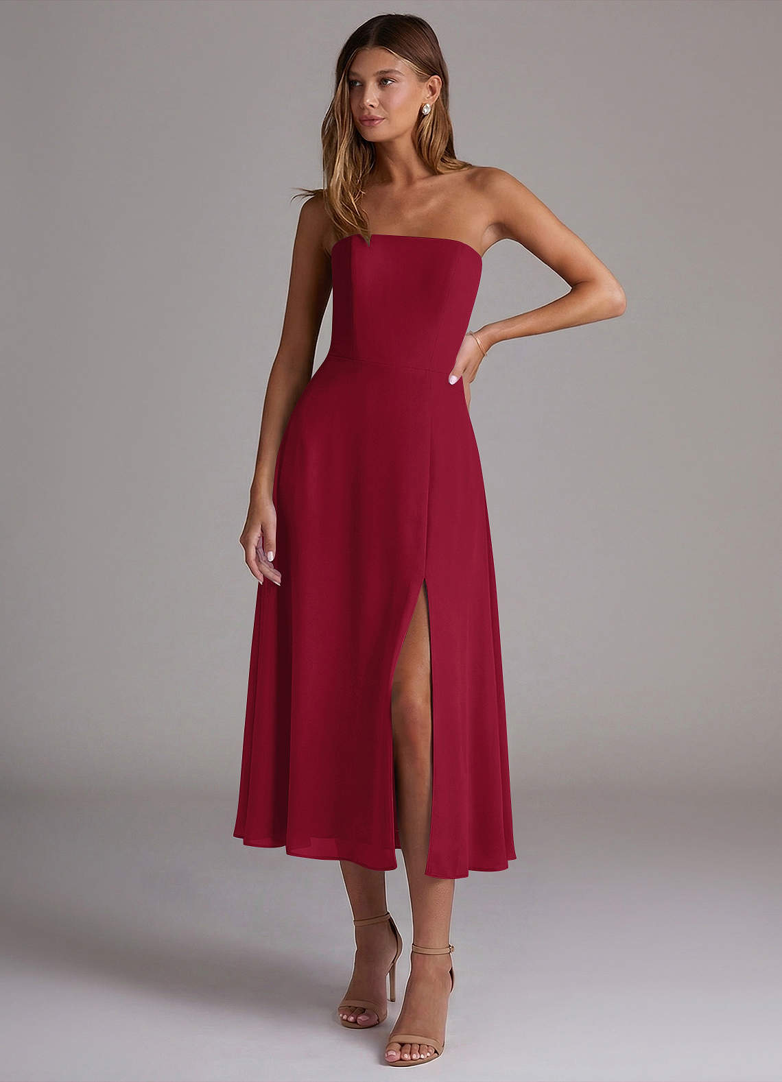 burgundy tea length bridesmaid dresses Simple V Neck Burgundy Tea Length Prom Dress Burgundy Bridesmaid Dress shopluu