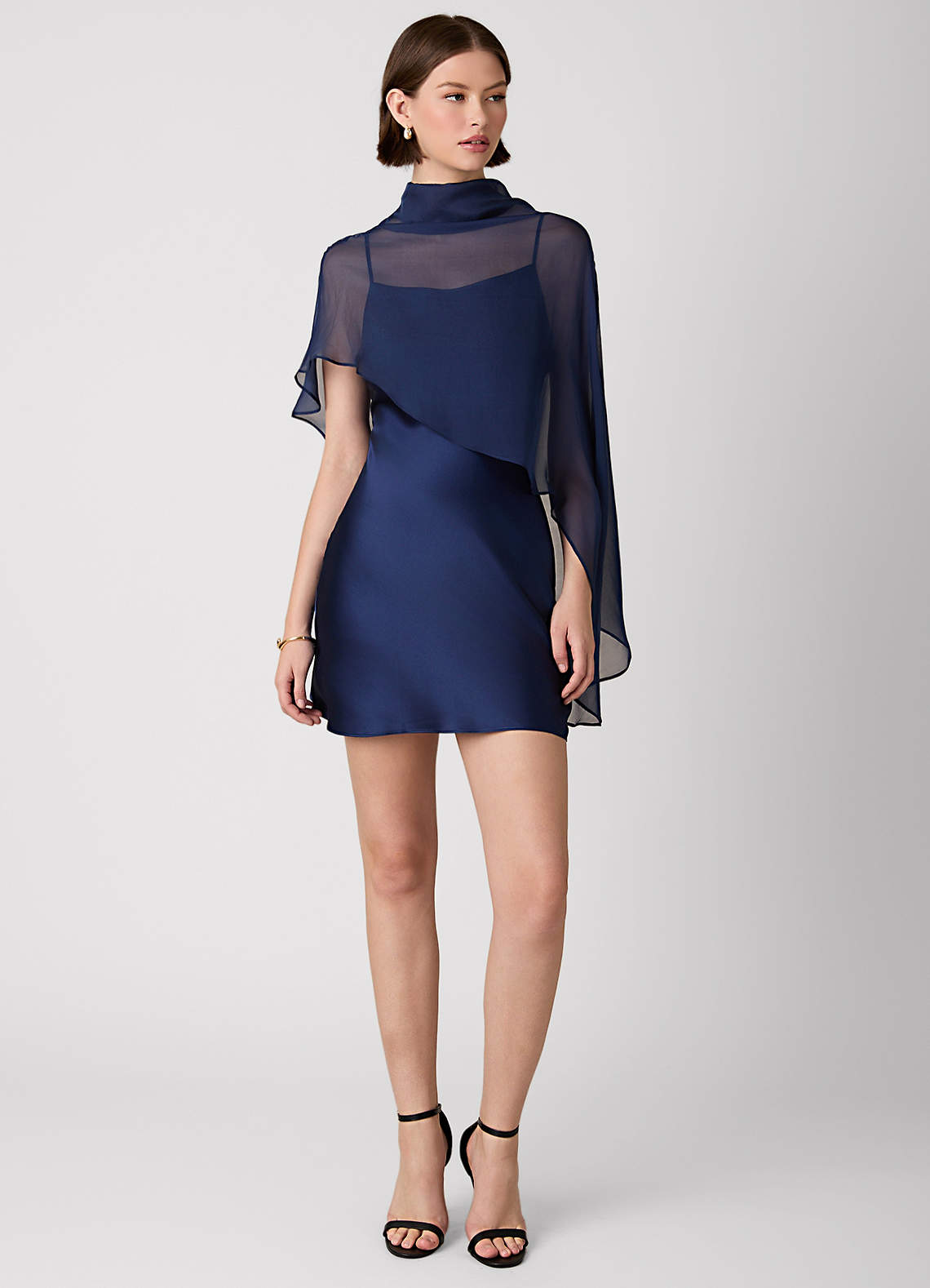 Crystle Navy 100% Washable Silk Mini Dress | Azazie