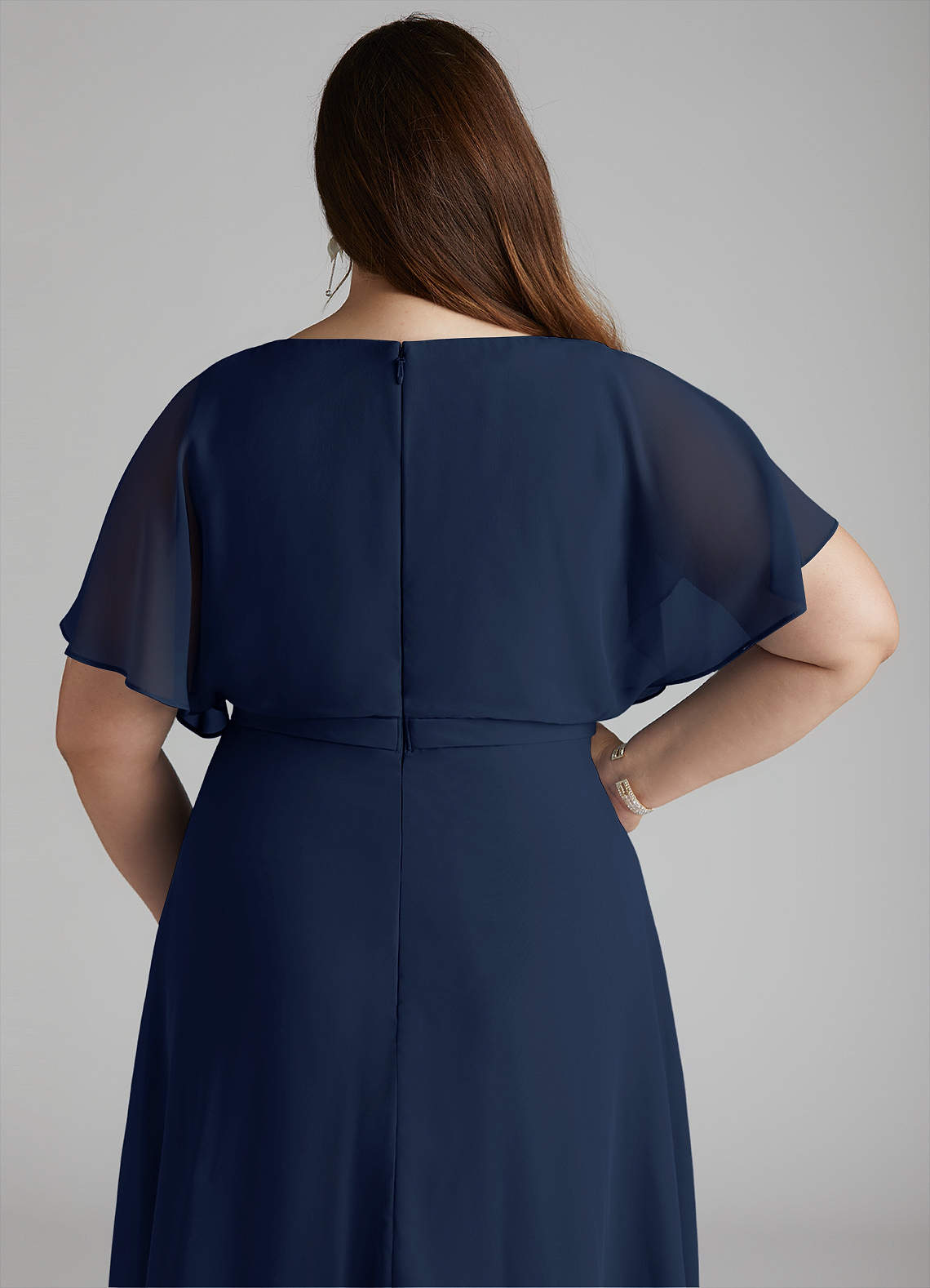 Azazie Aaliyah Modest Bridesmaid Dresses A-Line Scoop Pleated Chiffon Floor-Length Dress image9