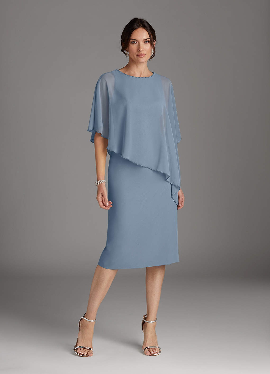 Azazie Sparrow Mother of the Bride Dresses Dusty Blue Sheath Sequins Chiffon Dress image1