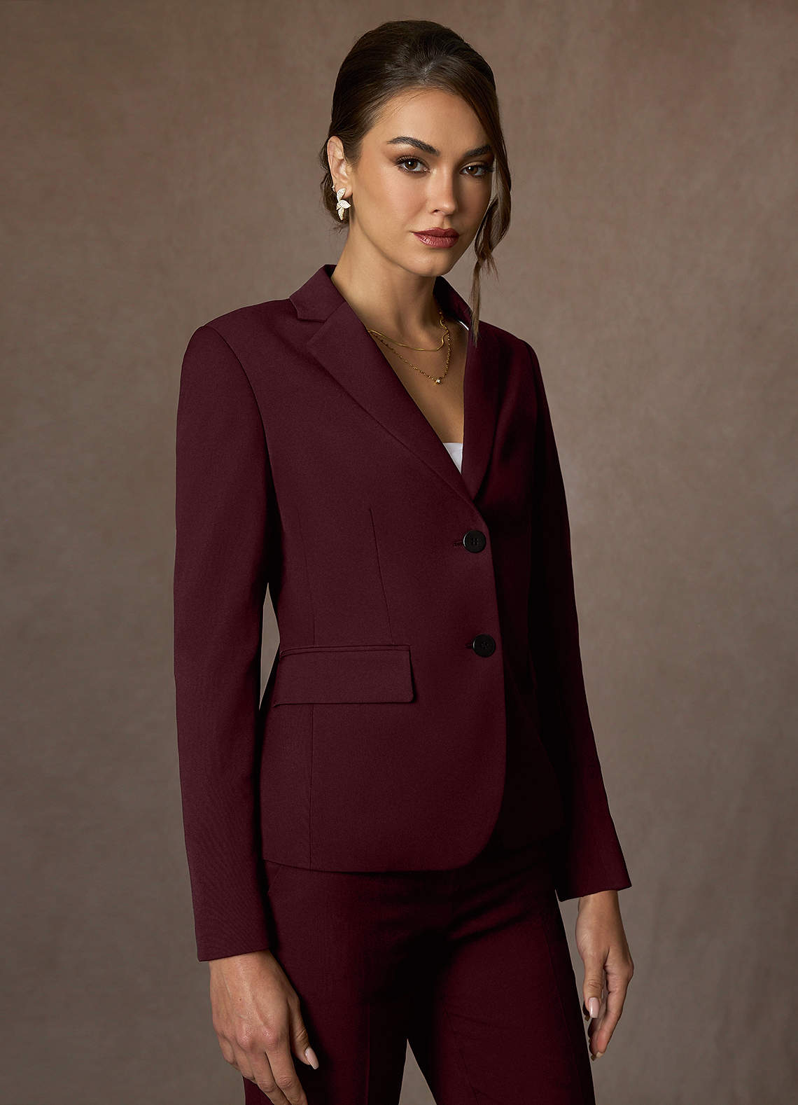 front Whitney Cabernet Structured Stretch Blazer