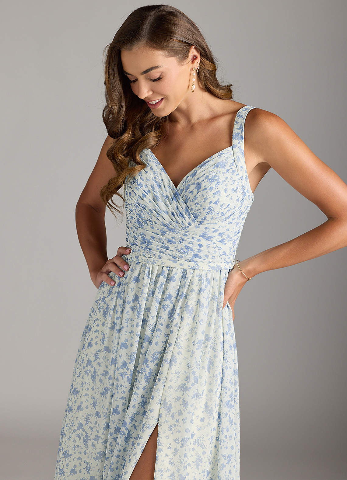 Azazie Chanel Blue And White Ditsy Floral Bridesmaid Dresses | Azazie