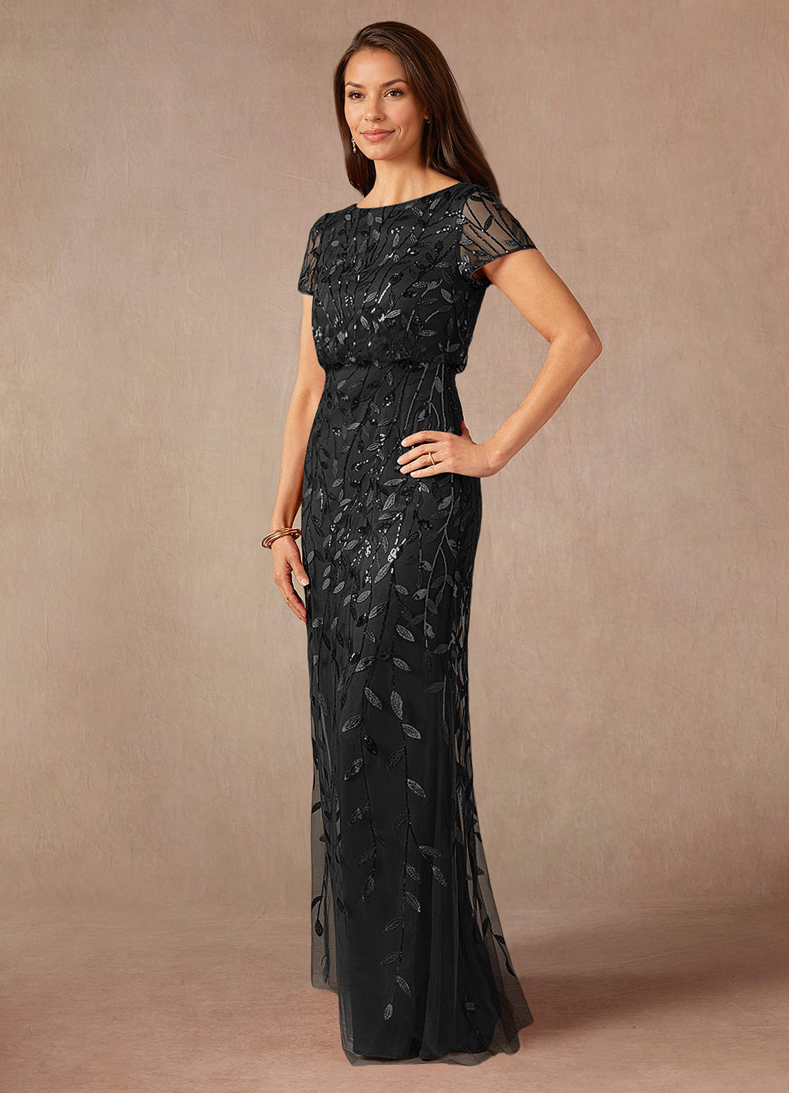 Azazie Lehi vestidos de madre de la novia Vestido de Negro de Lentejuelas de Corte En A image4