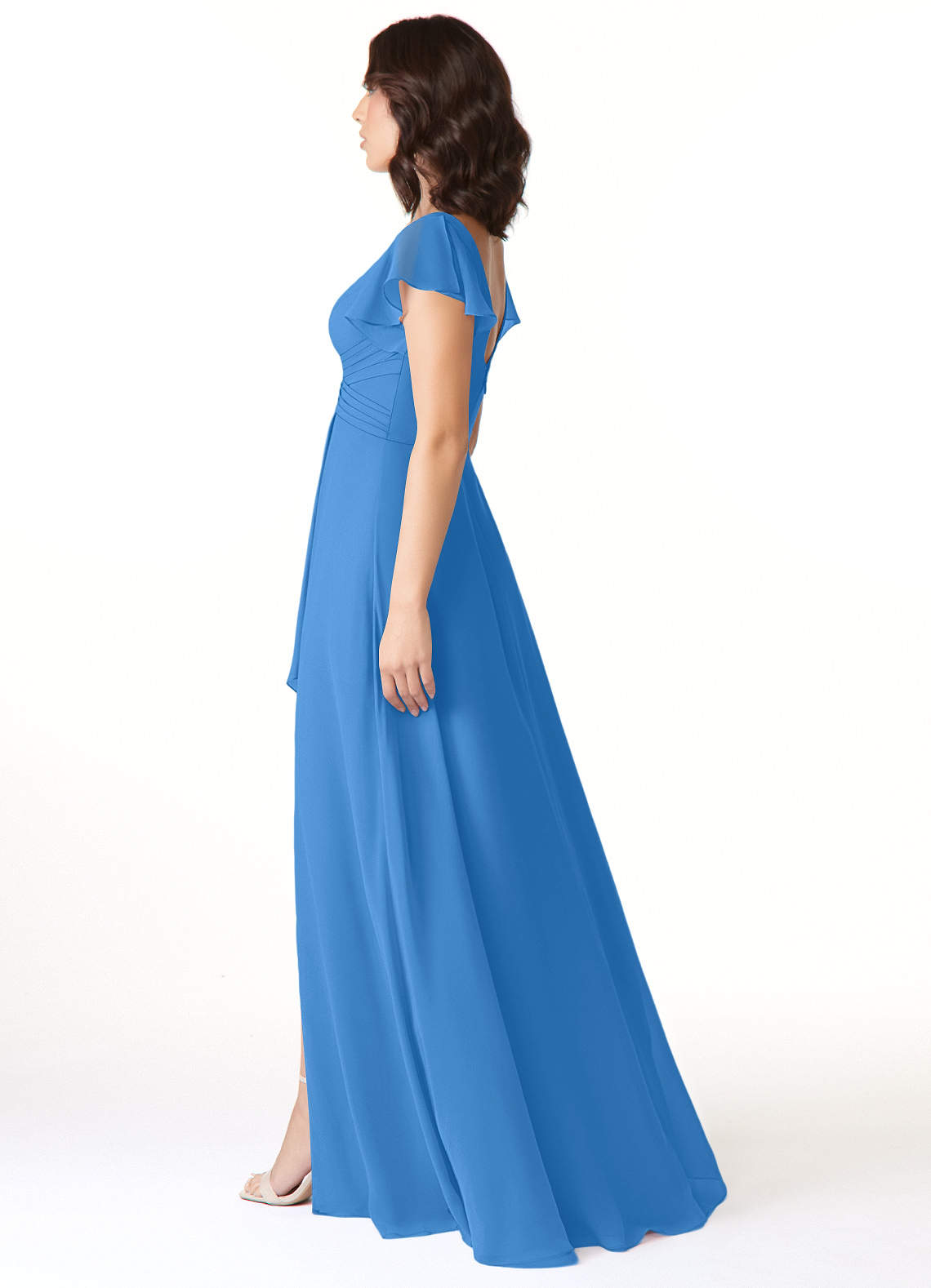 blue dress for baby girl Bow-Detail Ruched Maxi Dress in Ivory - 4 main image 0