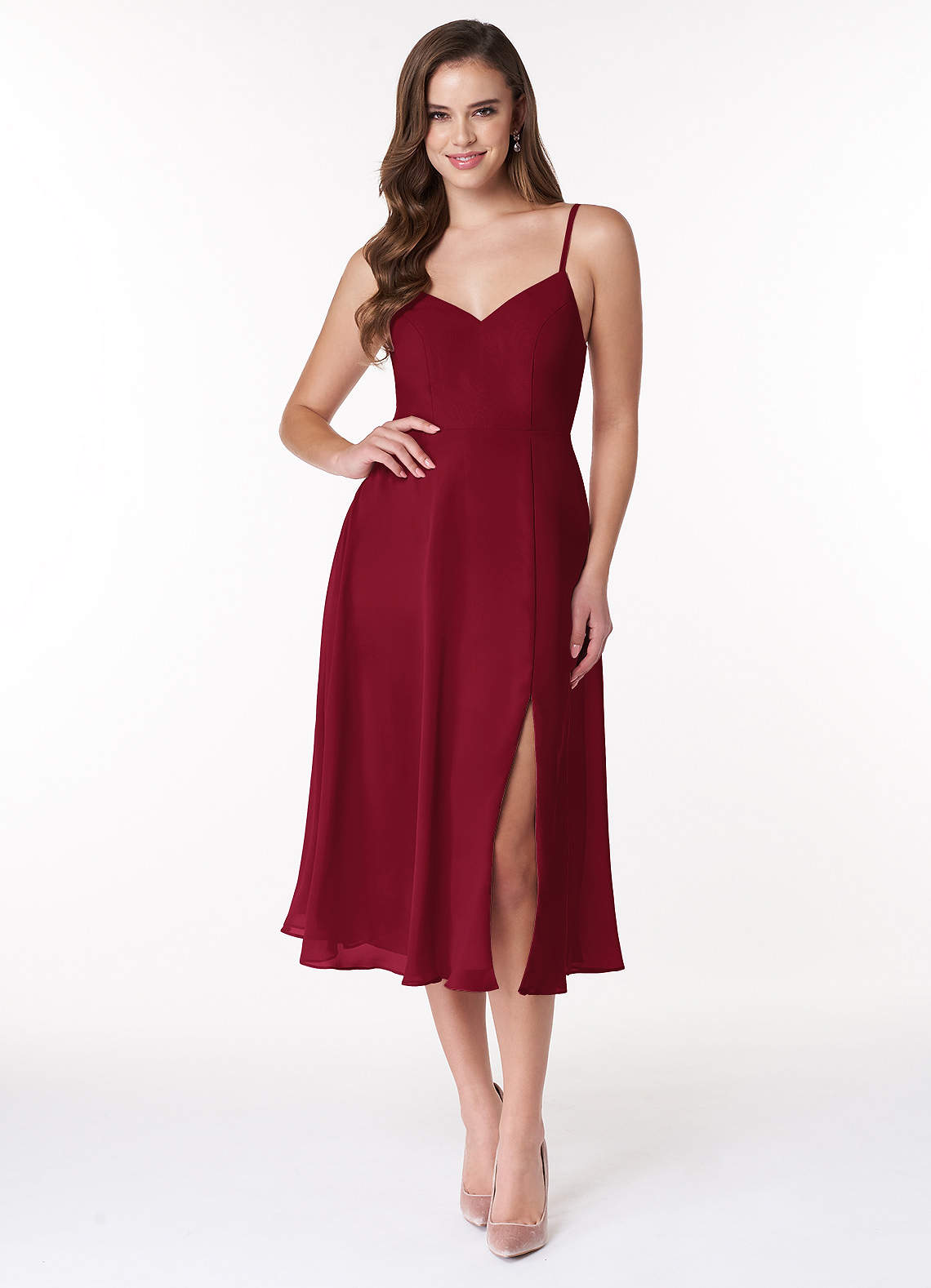 burgundy a line midi dress Burgundy Linen Midi Dress