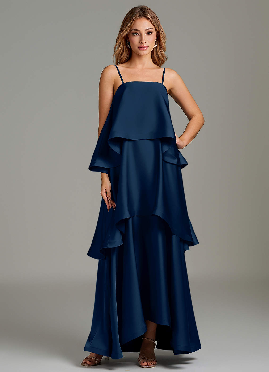 Azazie Azalea Dark Navy Stretch Satin Bridesmaid Dresses | Azazie